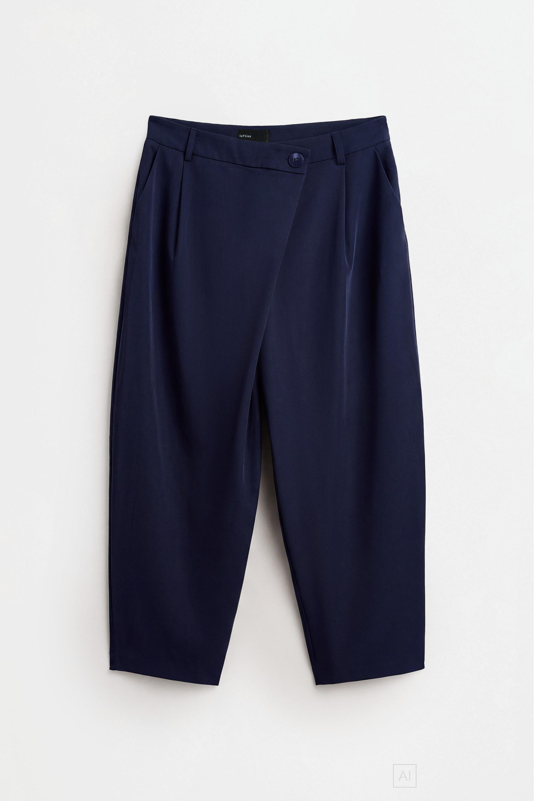 Asymmetrical waist barrel trousers — DARK NAVY