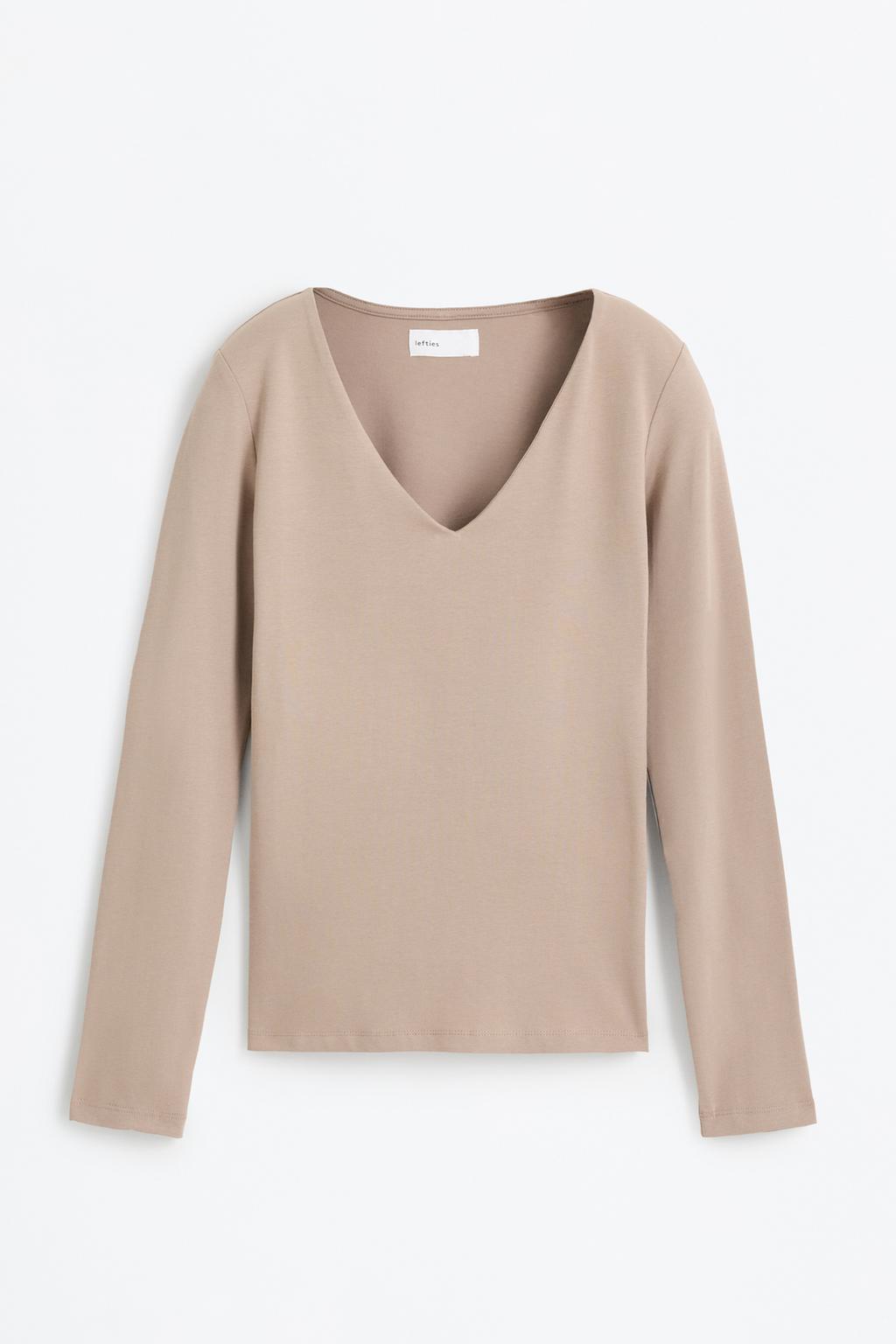 Camiseta manga larga cuello pico