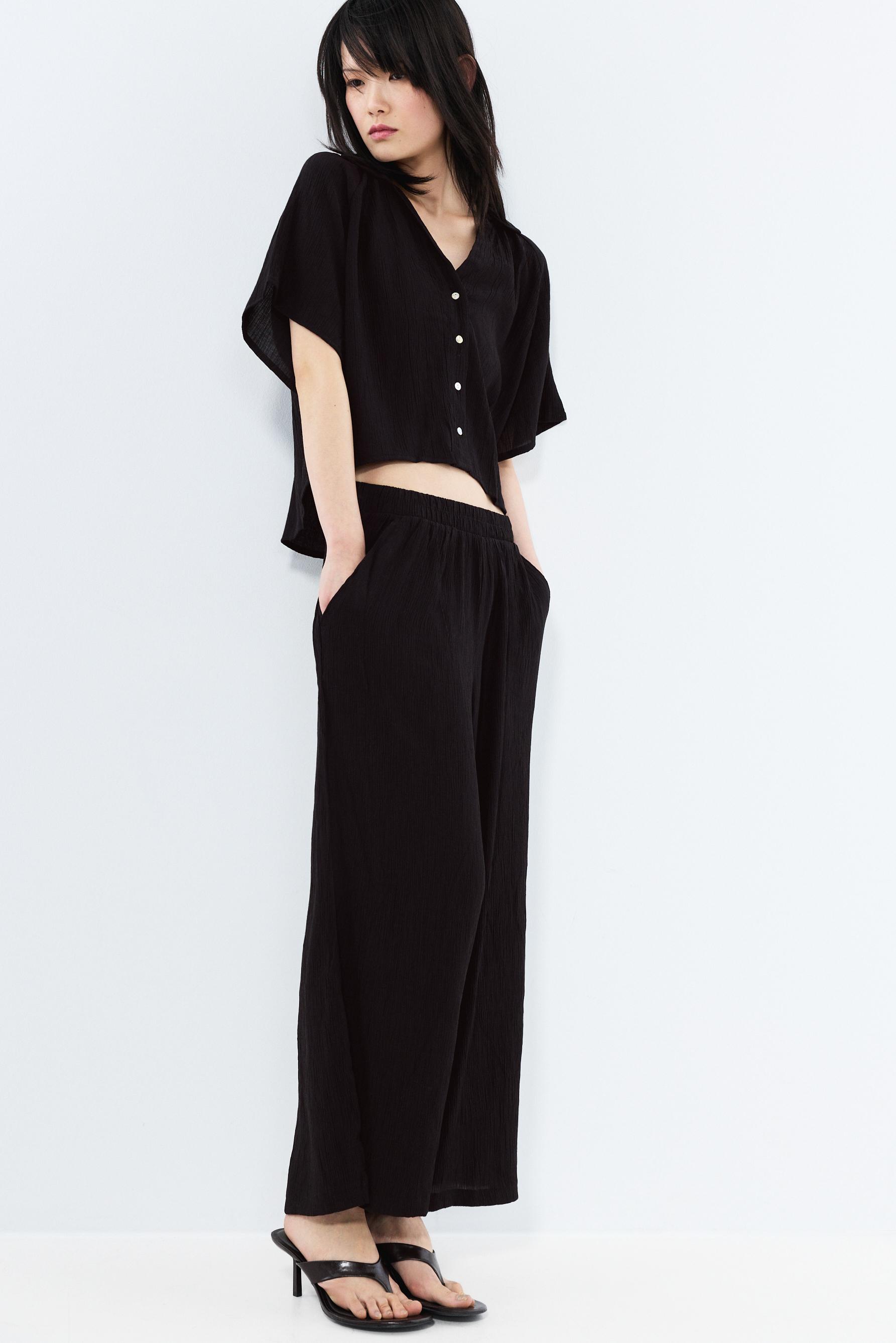 Textured culottes — BLACK