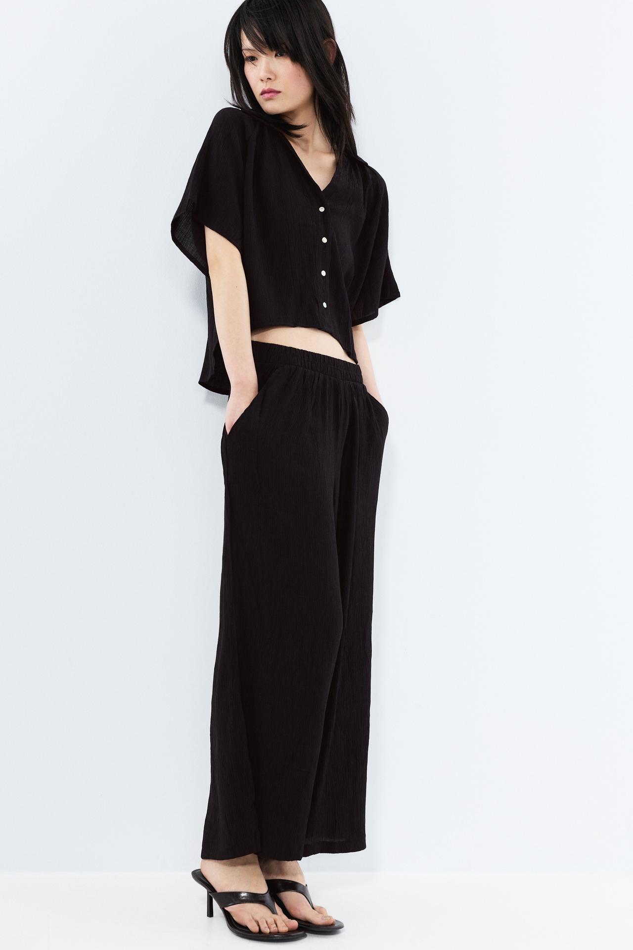 Textured culottes — BLACK