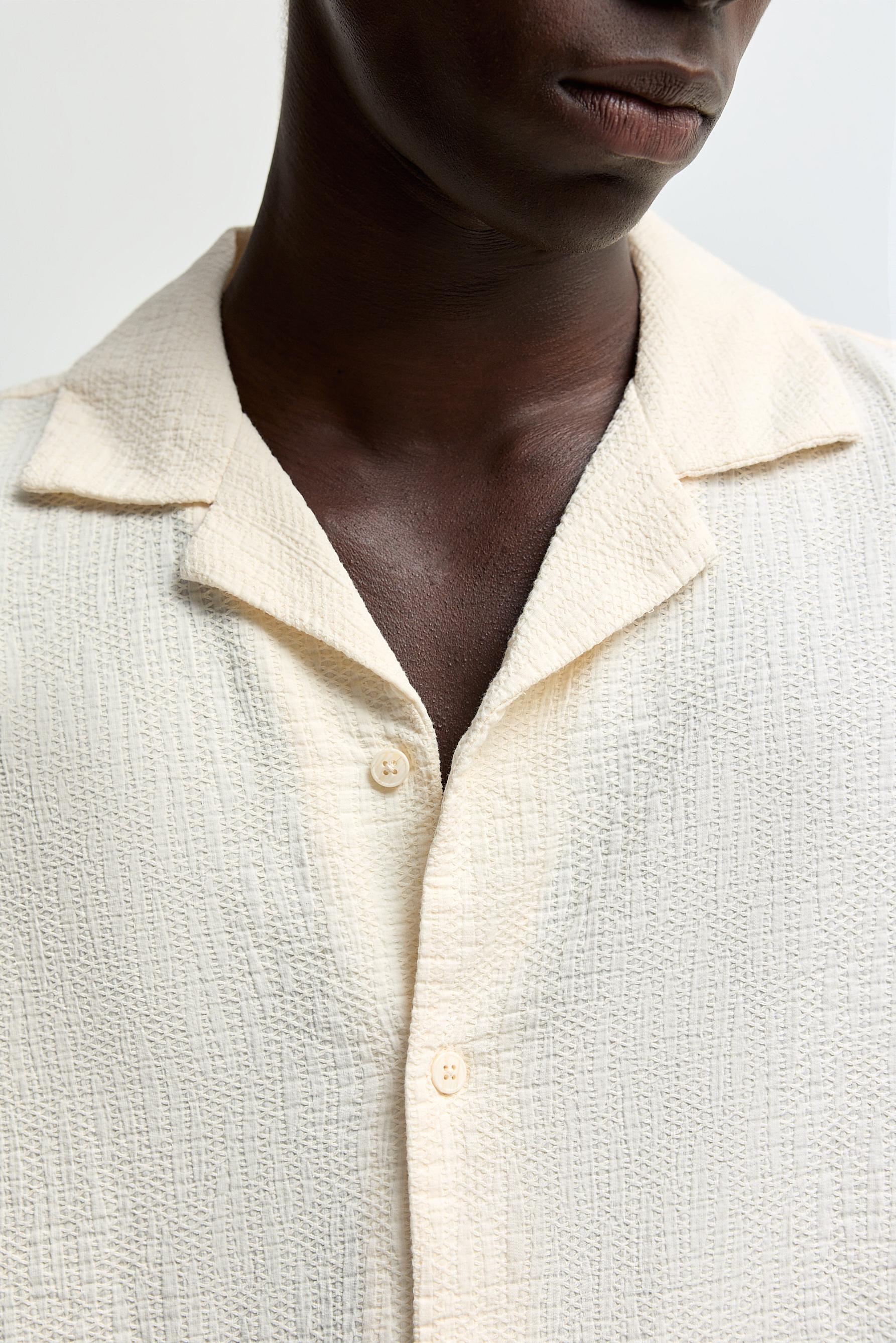 Relaxed fit jacquard shirt — OFF WHITE