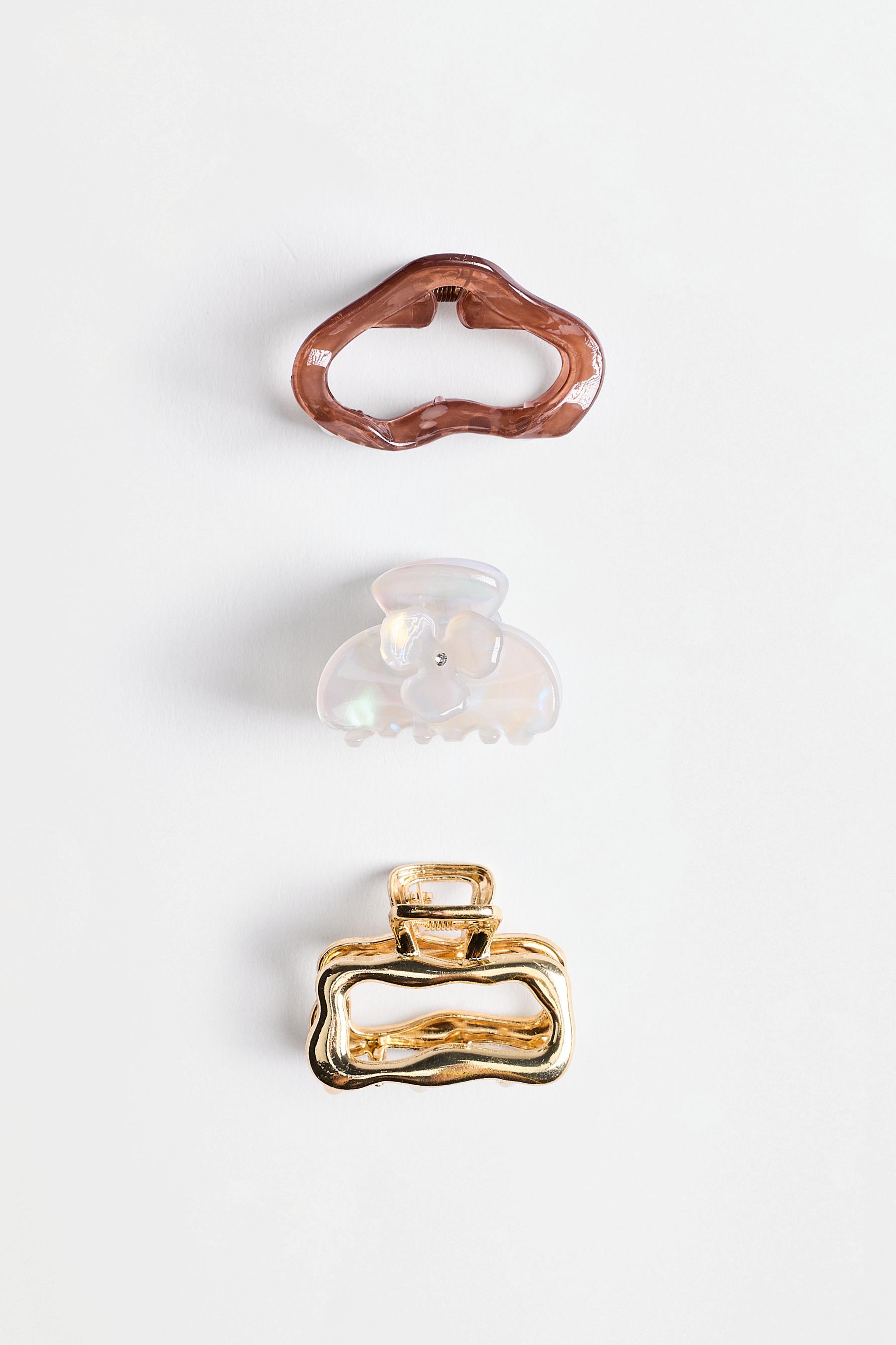 Assorted hair clips (3-pack) — WHITE