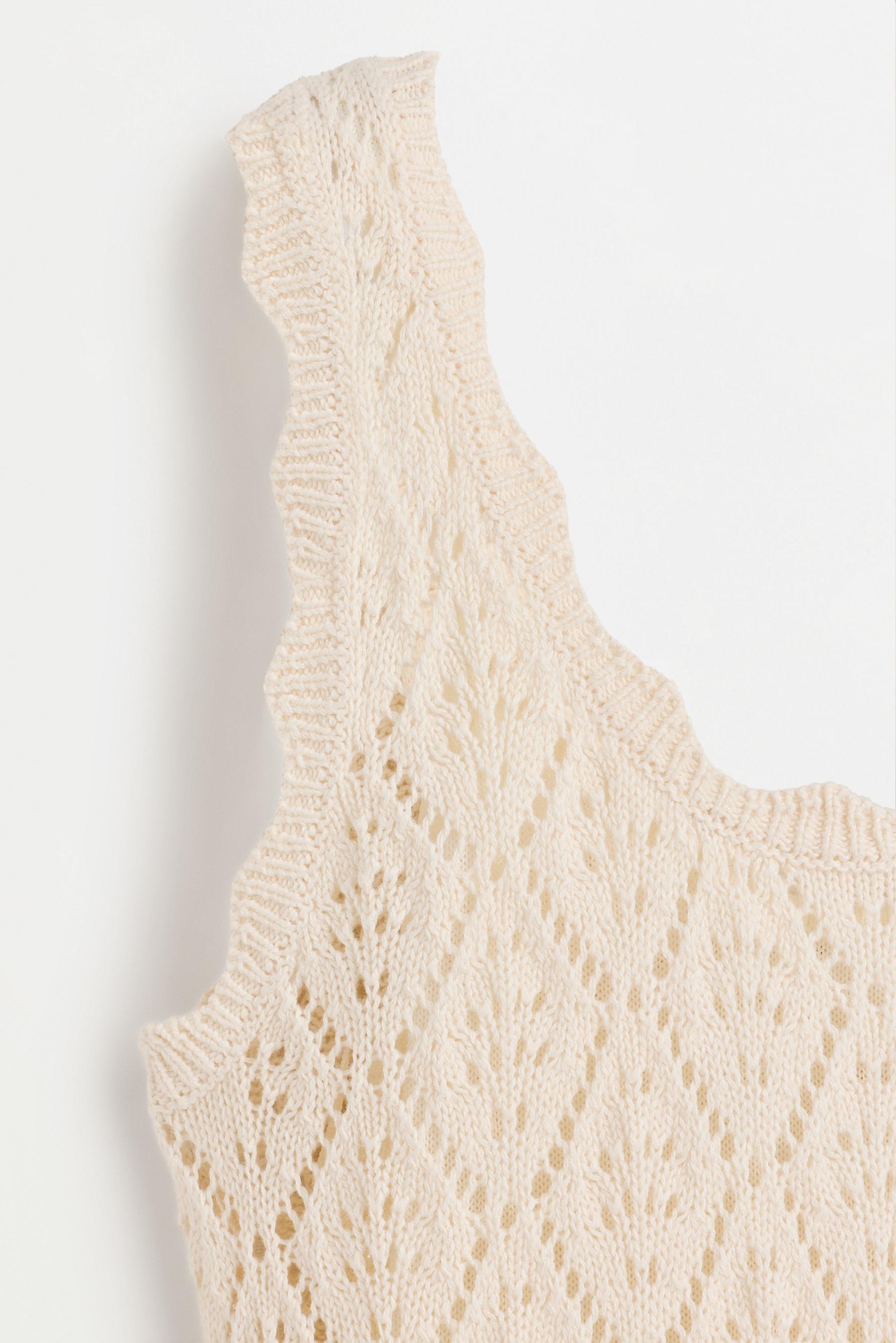 Cutwork knit midi dress — ECRU