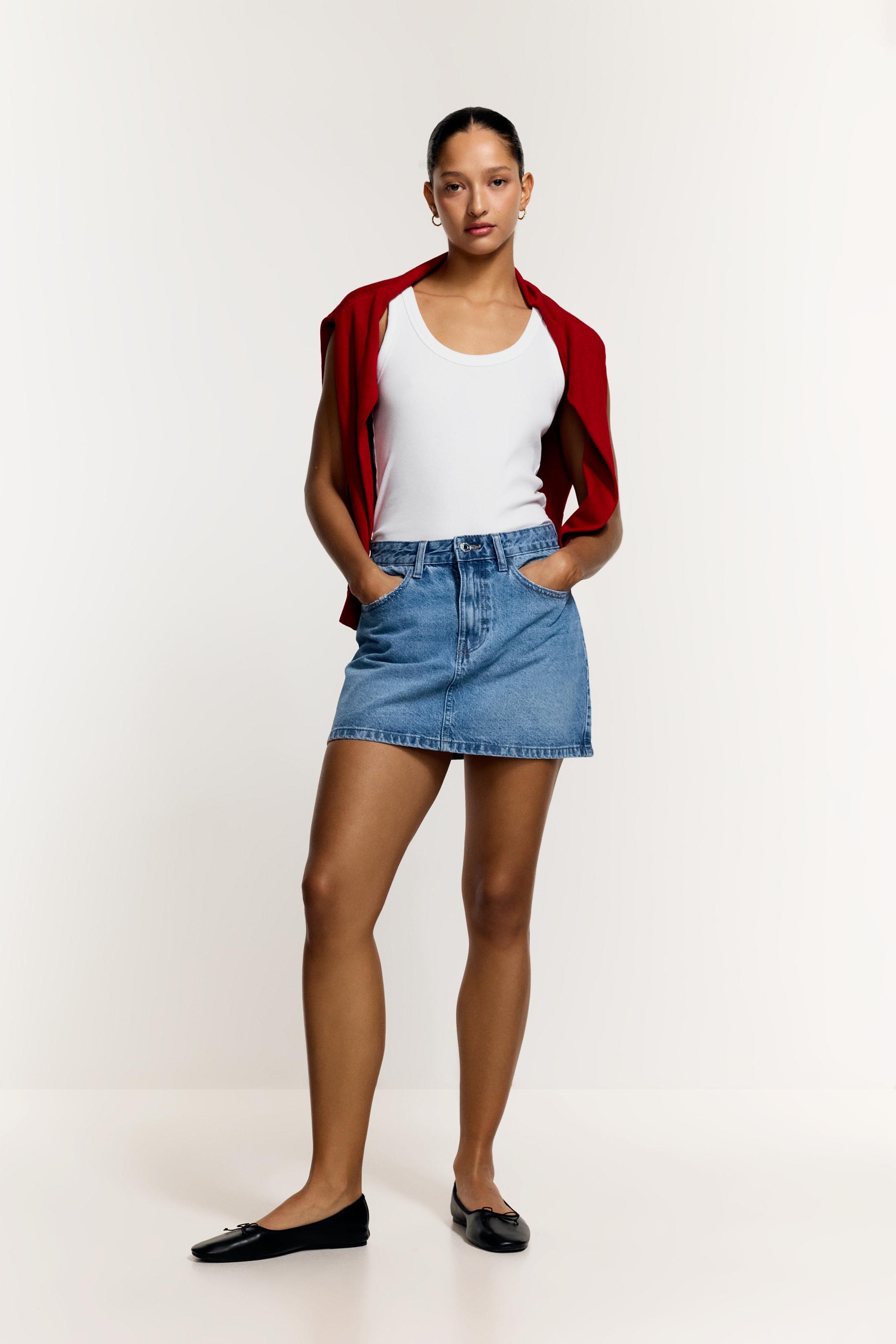 Falda denim mini