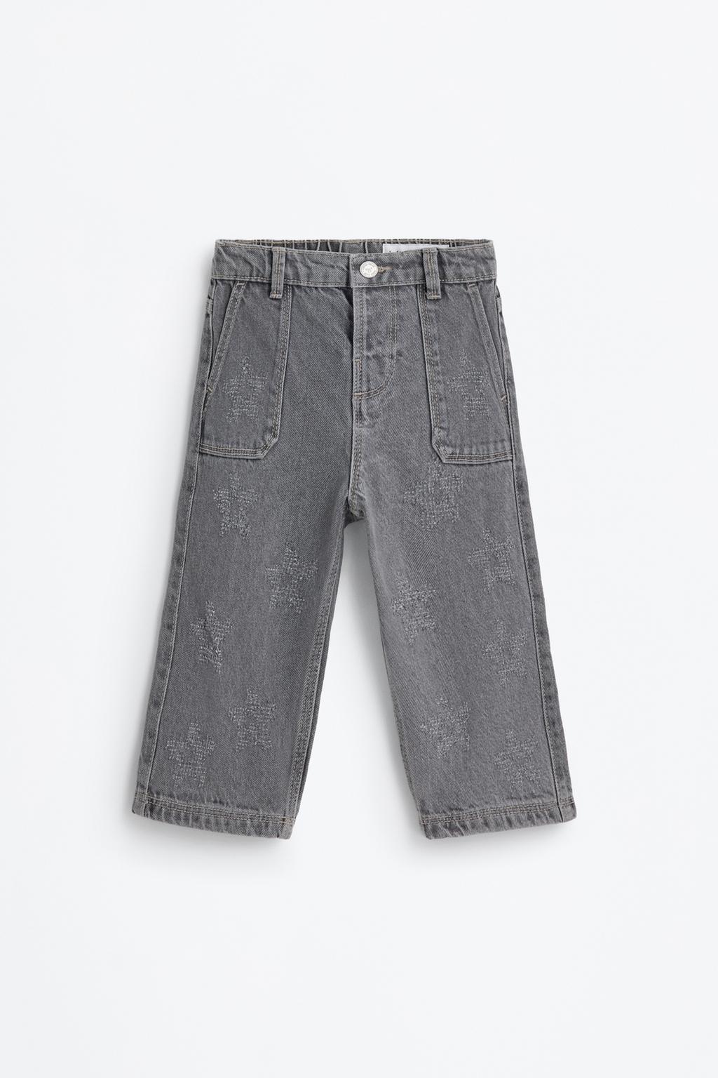Jeans de perna larga com bordado