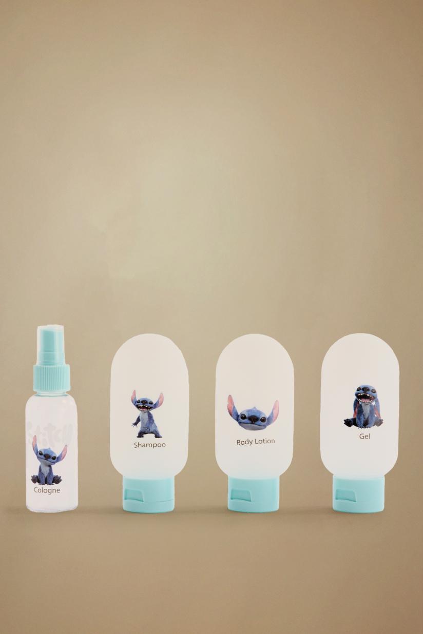 Set of 4 reusable Stitch ©Disney travel bottles