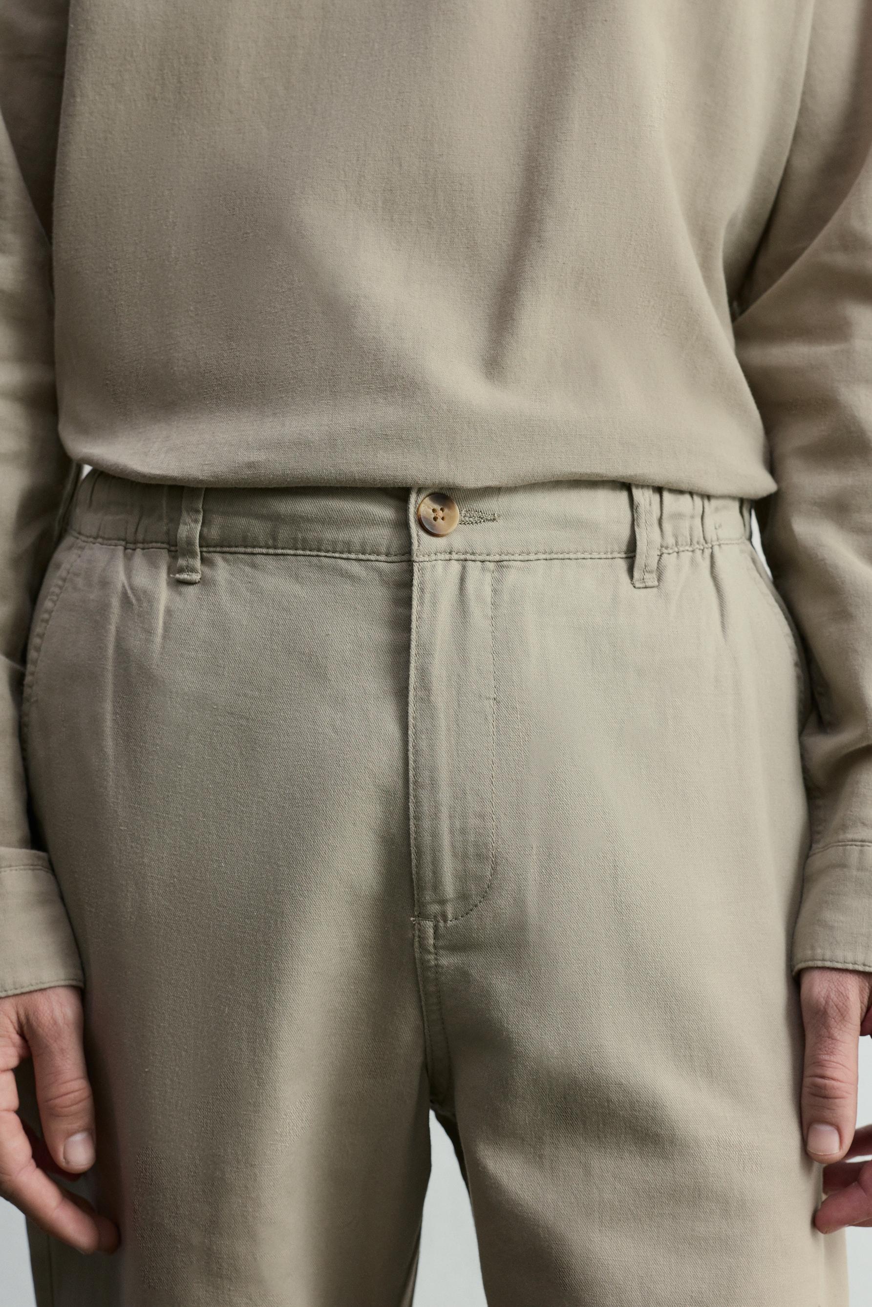 Cotton - linen smart trousers — KHAKI