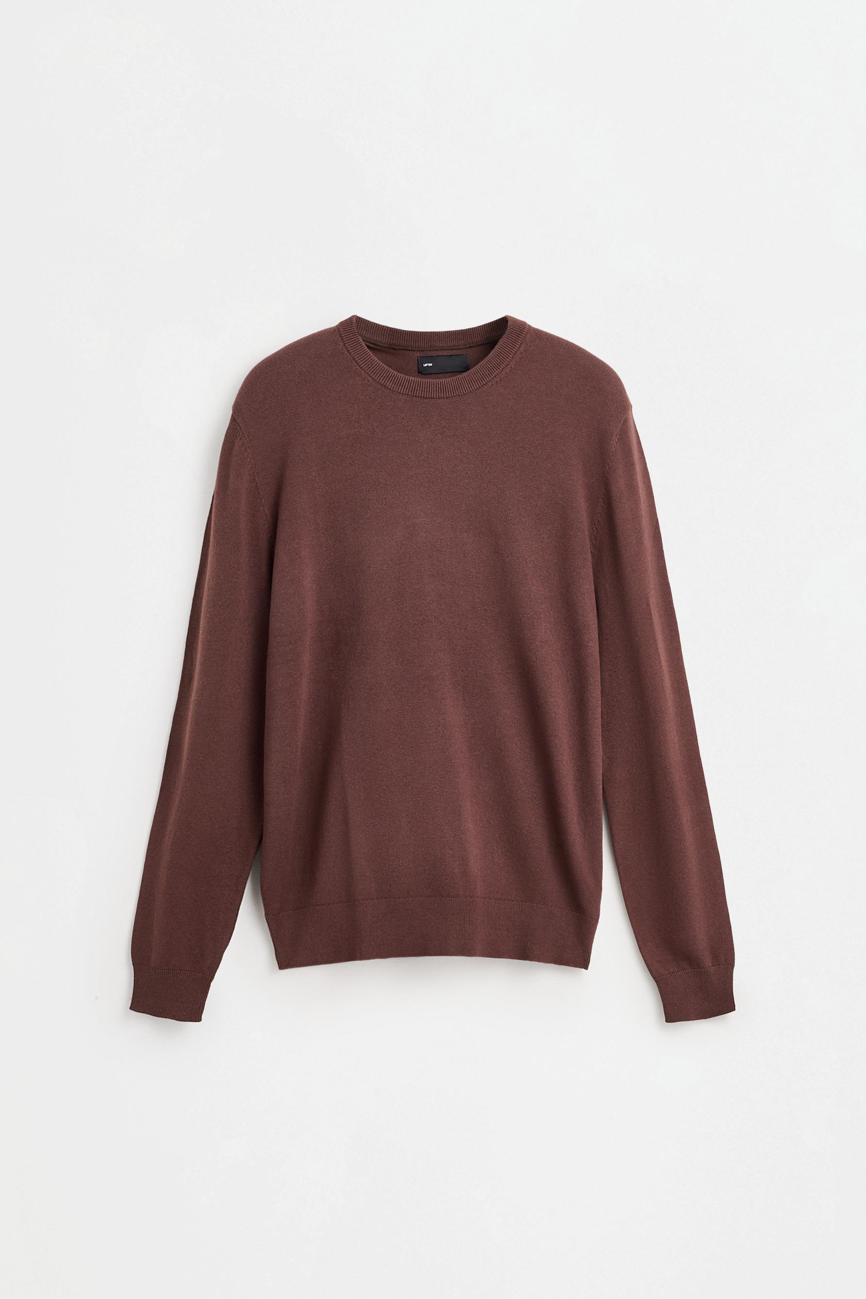 Basic round neck sweater — BROWN