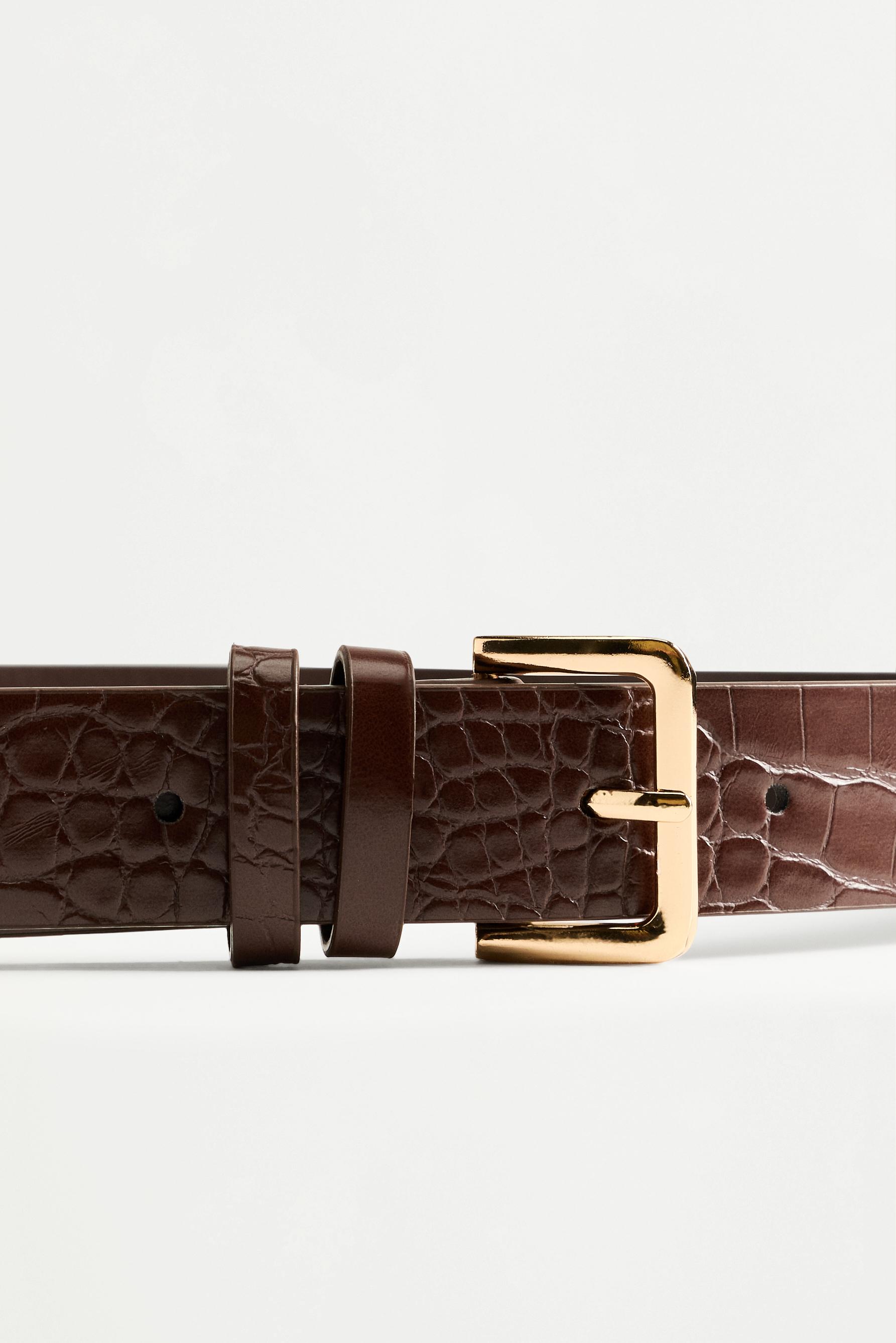 Crocodile belt — DARK BROWN