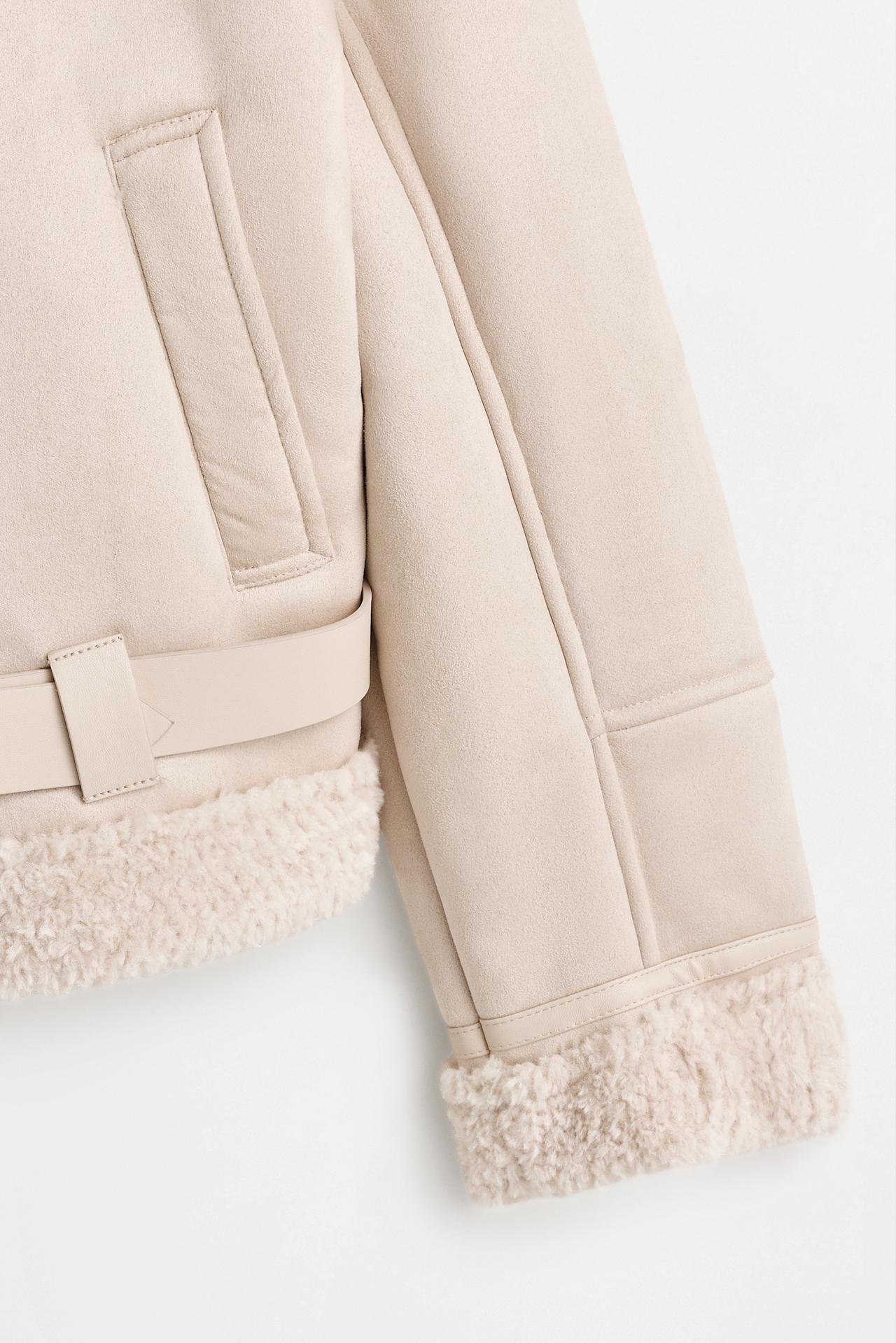Short double-faced jacket — PALE ECRU