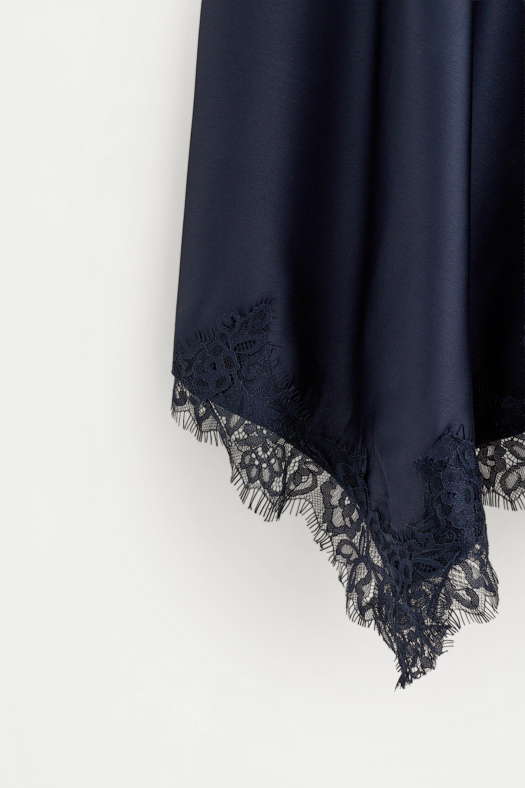 Asymmetric short slip dress — NAVY