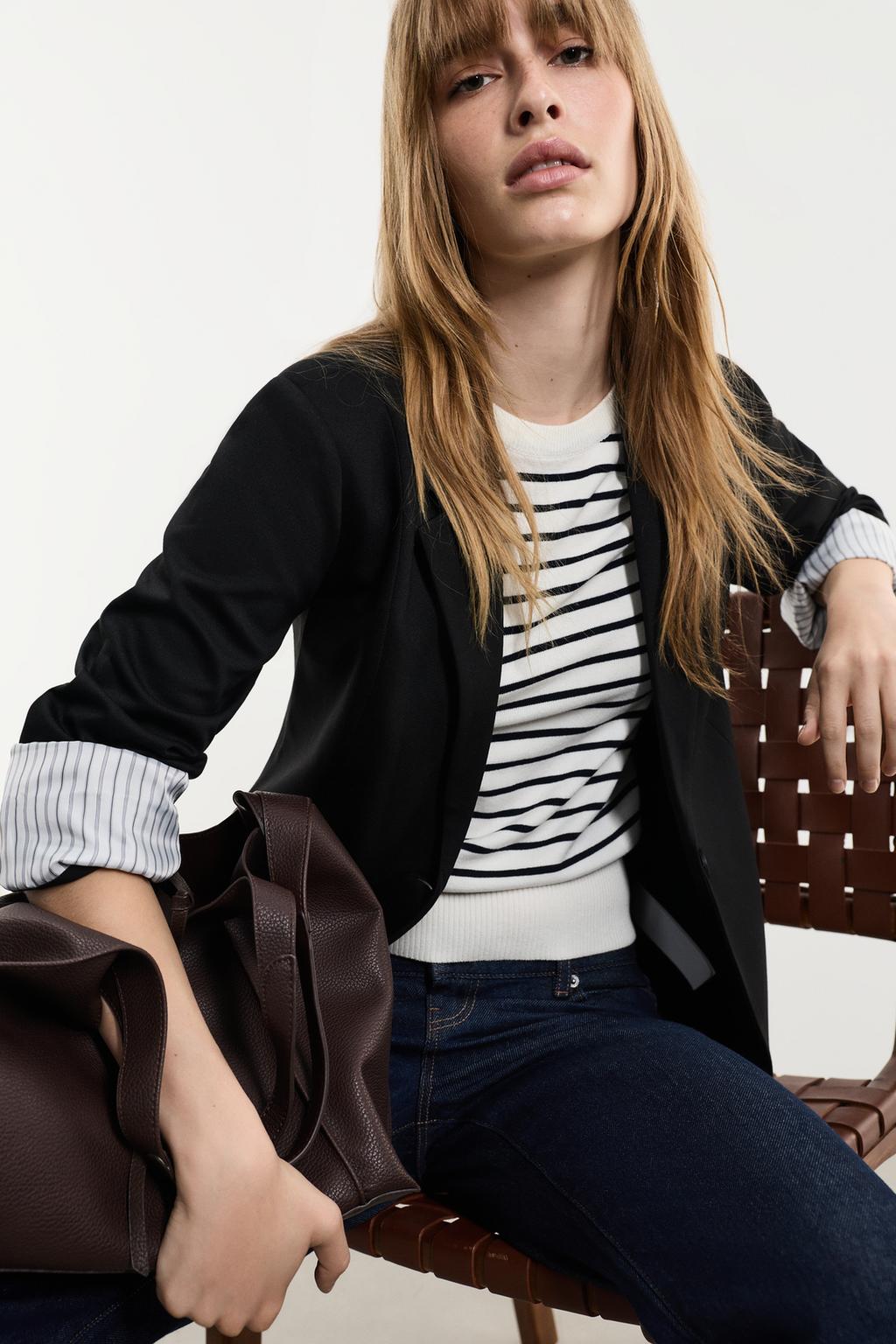 Striped cuff blazer