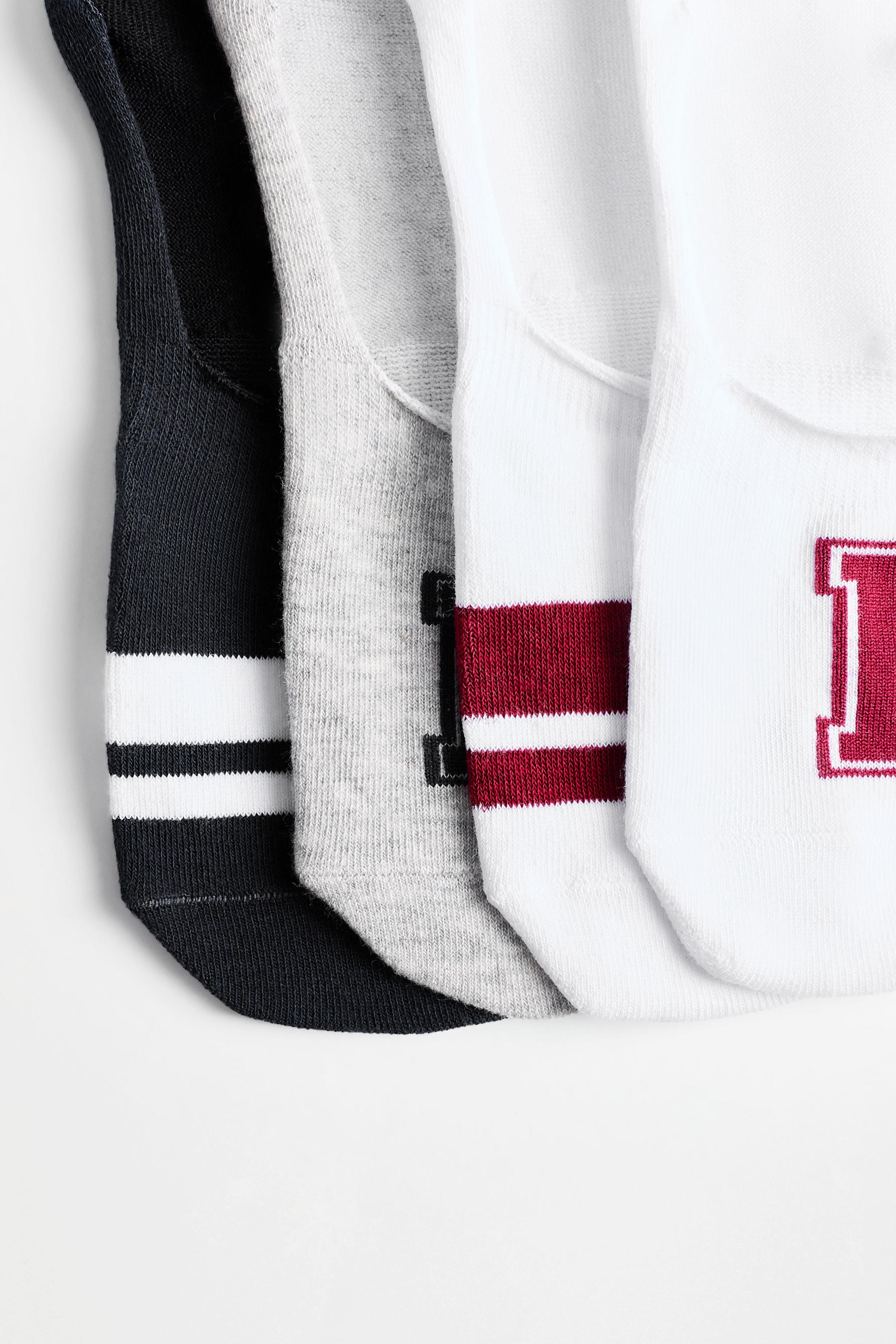 Printed no-show socks (4-pack) — GREY TONES