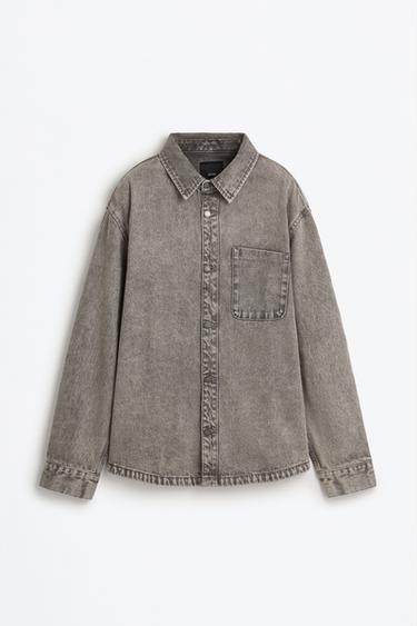 Denim overshirt with pocket — GREY 6
