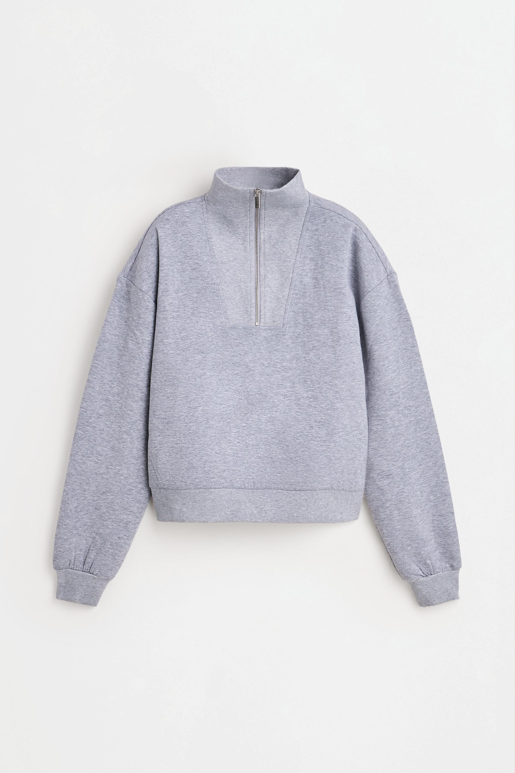 Basic quarter-zip sweatshirt — GREY MARL