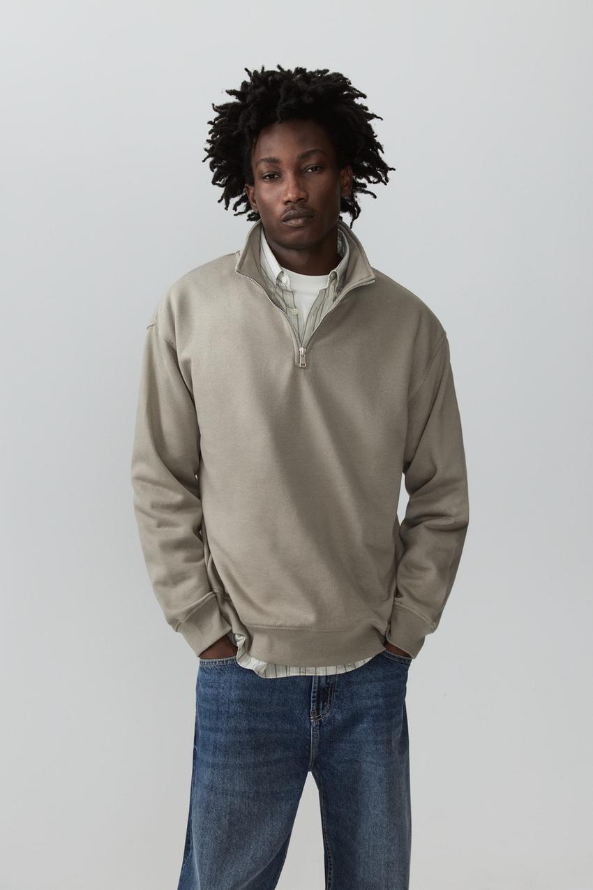 Sudaderas Mujer Sudadera Gris Cuello Alto Sudadera Basica