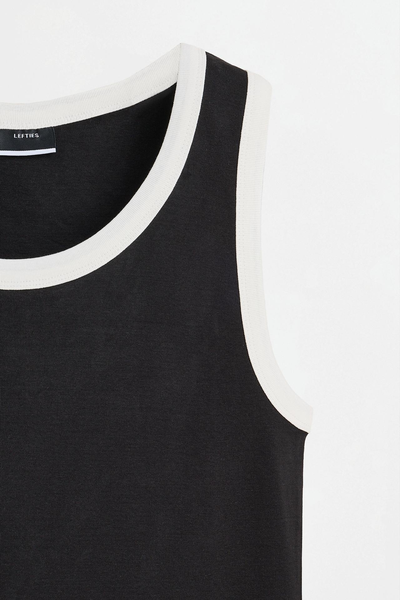 Contrast ribbed vest top — BLACK