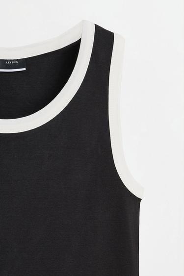 Contrast ribbed vest top — BLACK 7