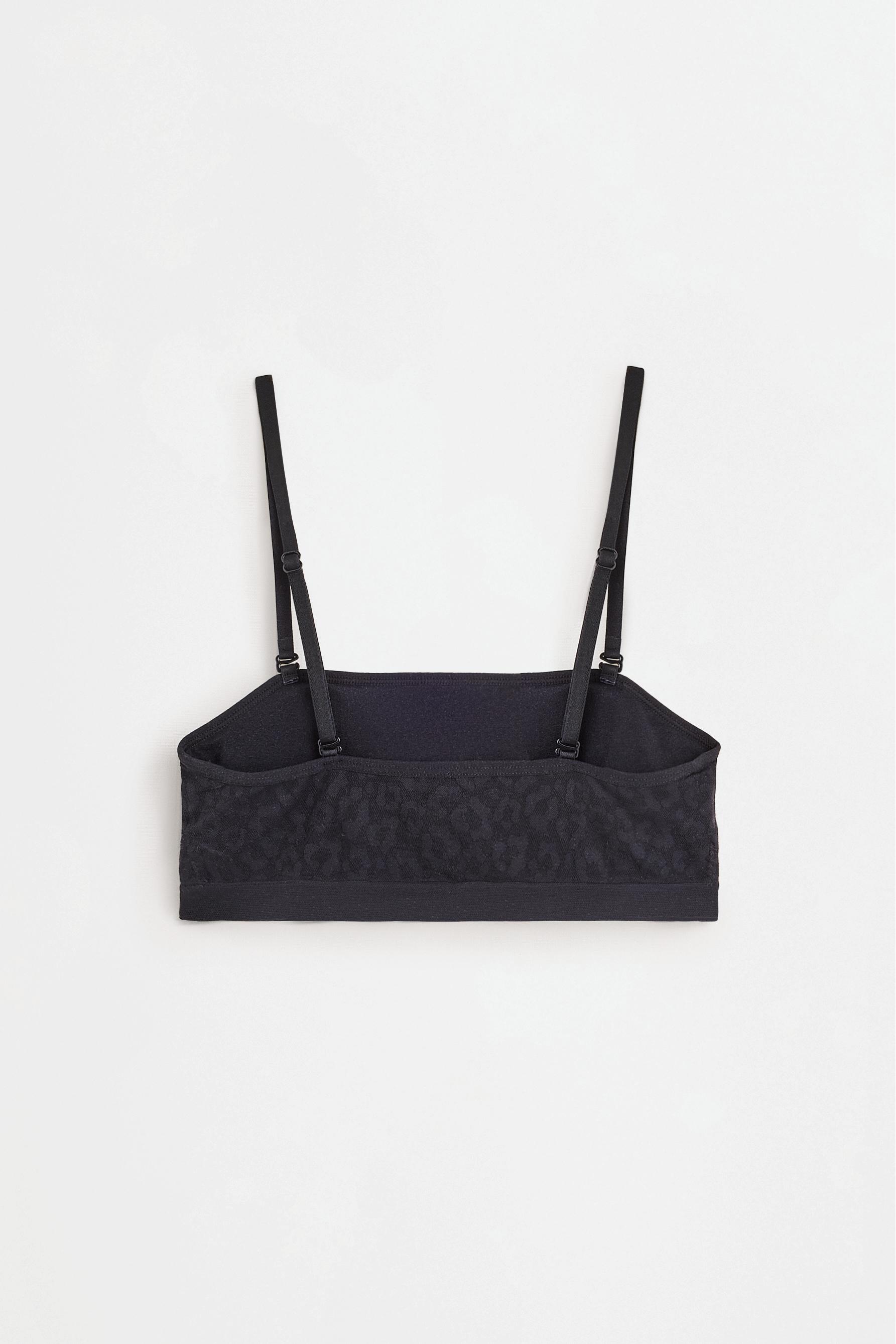 Animal jacquard seamless bras (2-pack) — ECRU/BLACK
