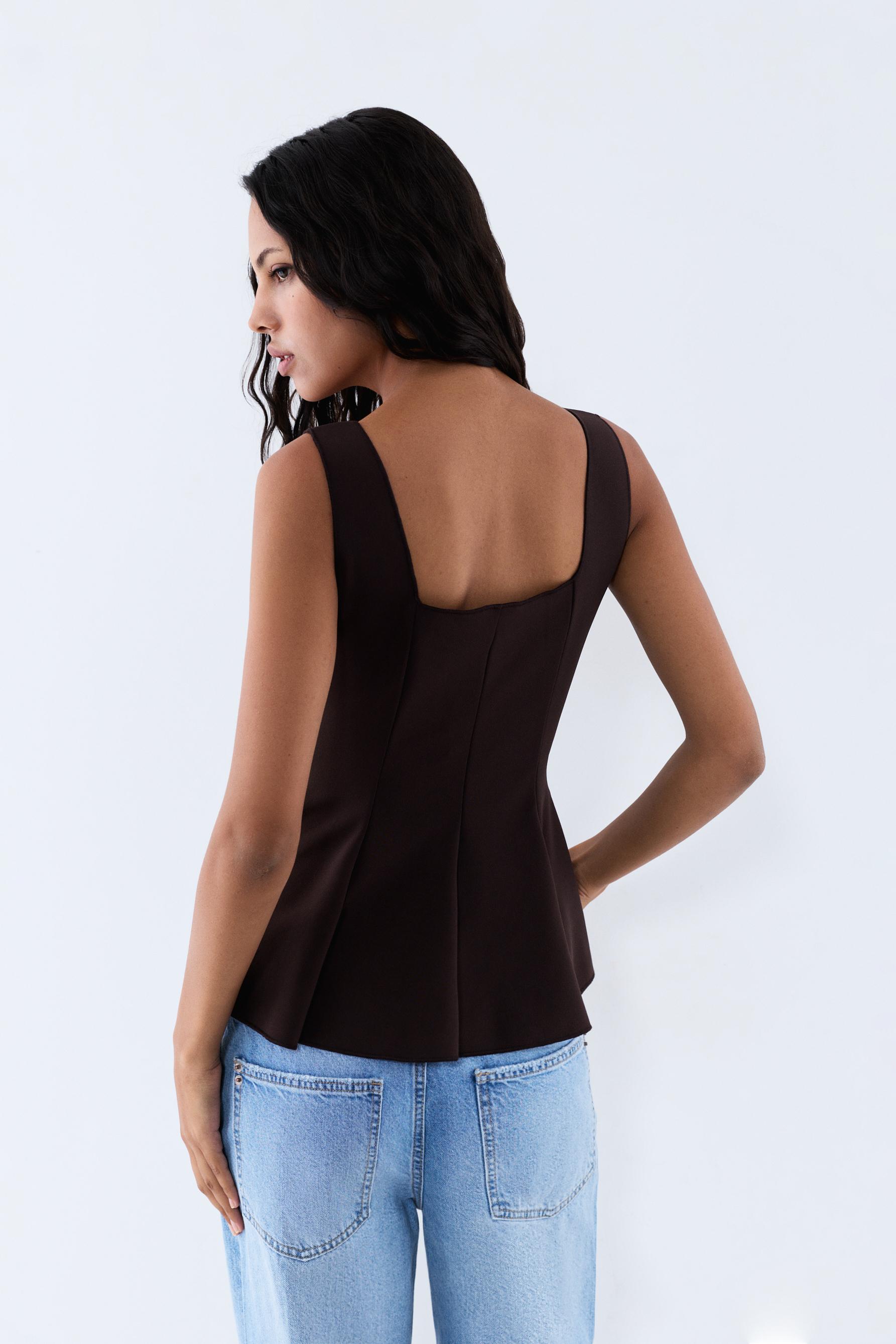 Peplum top — BROWN