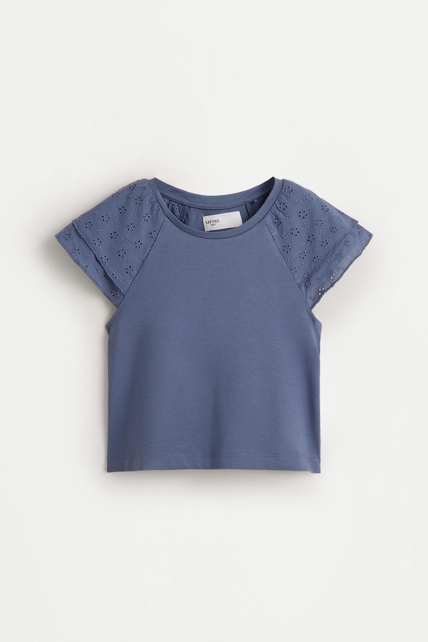 Swiss embroidery t-shirt — STEEL BLUE