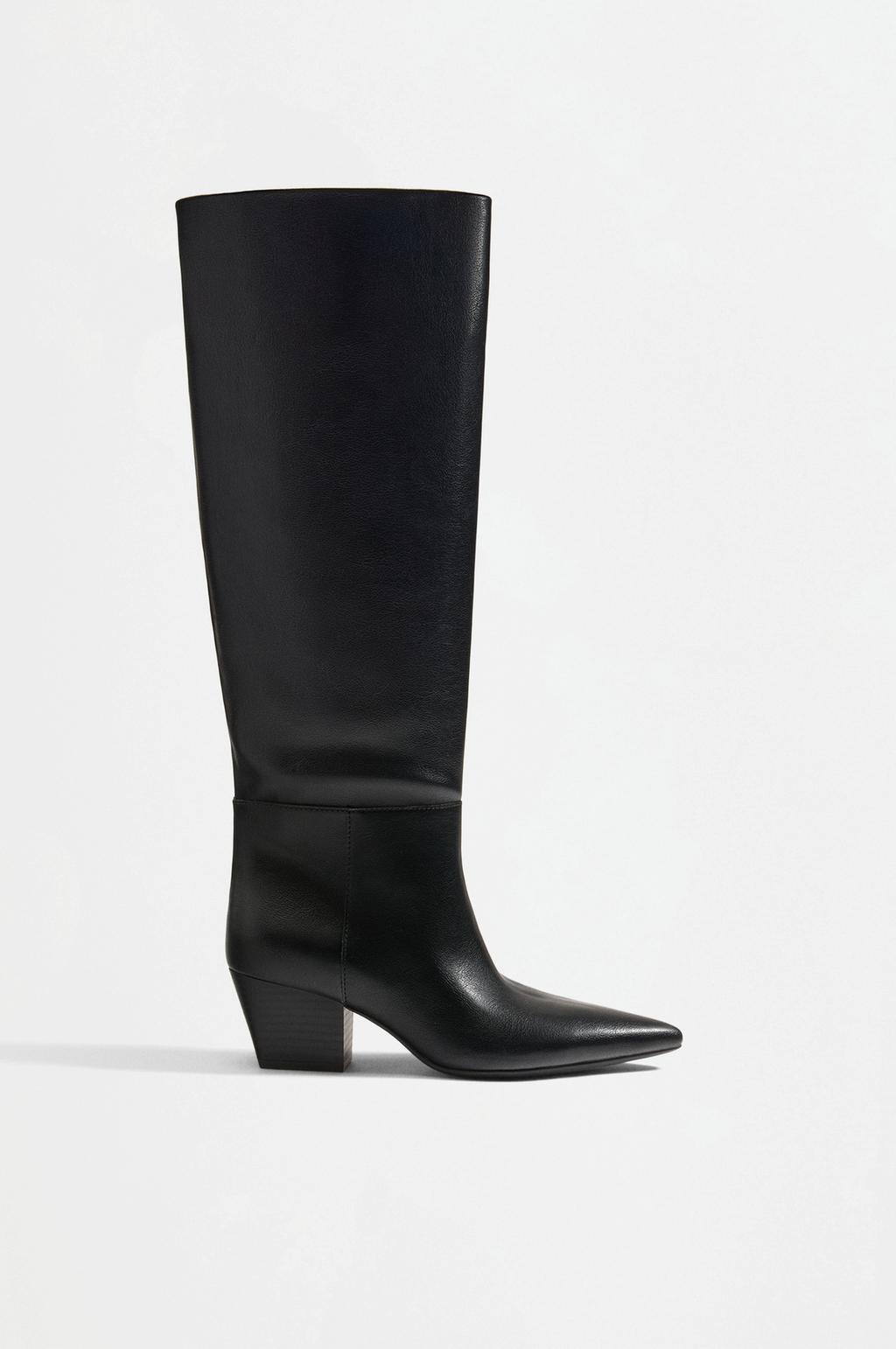 Heeled western knee-high boots