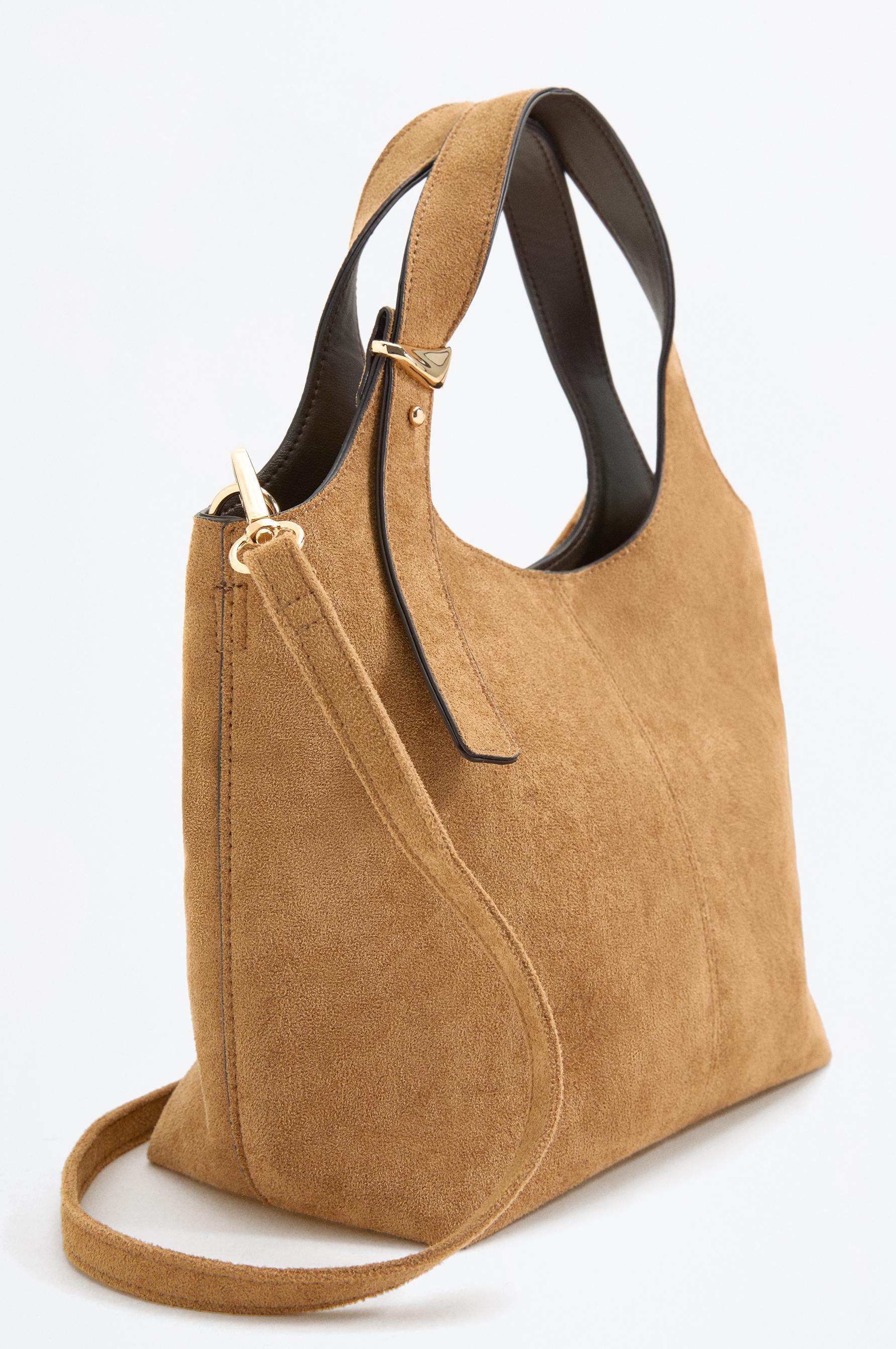 Suede Effect Mini Shopper Bag — CAMEL