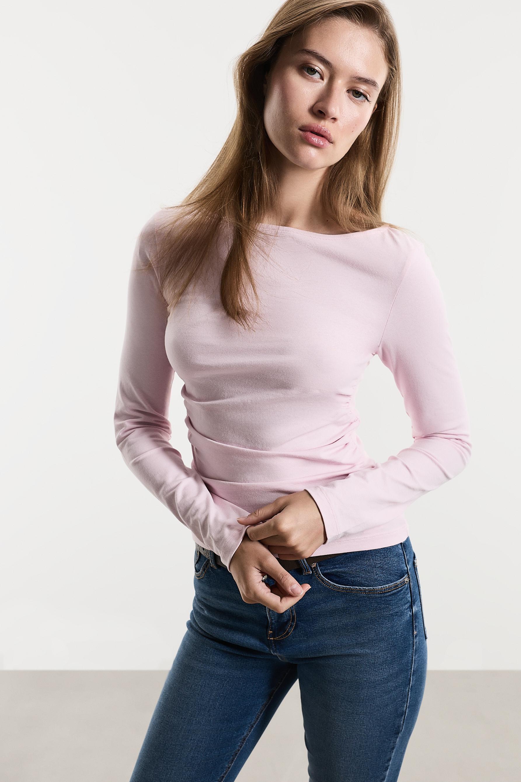 Ruched T-shirt — PASTEL PINK