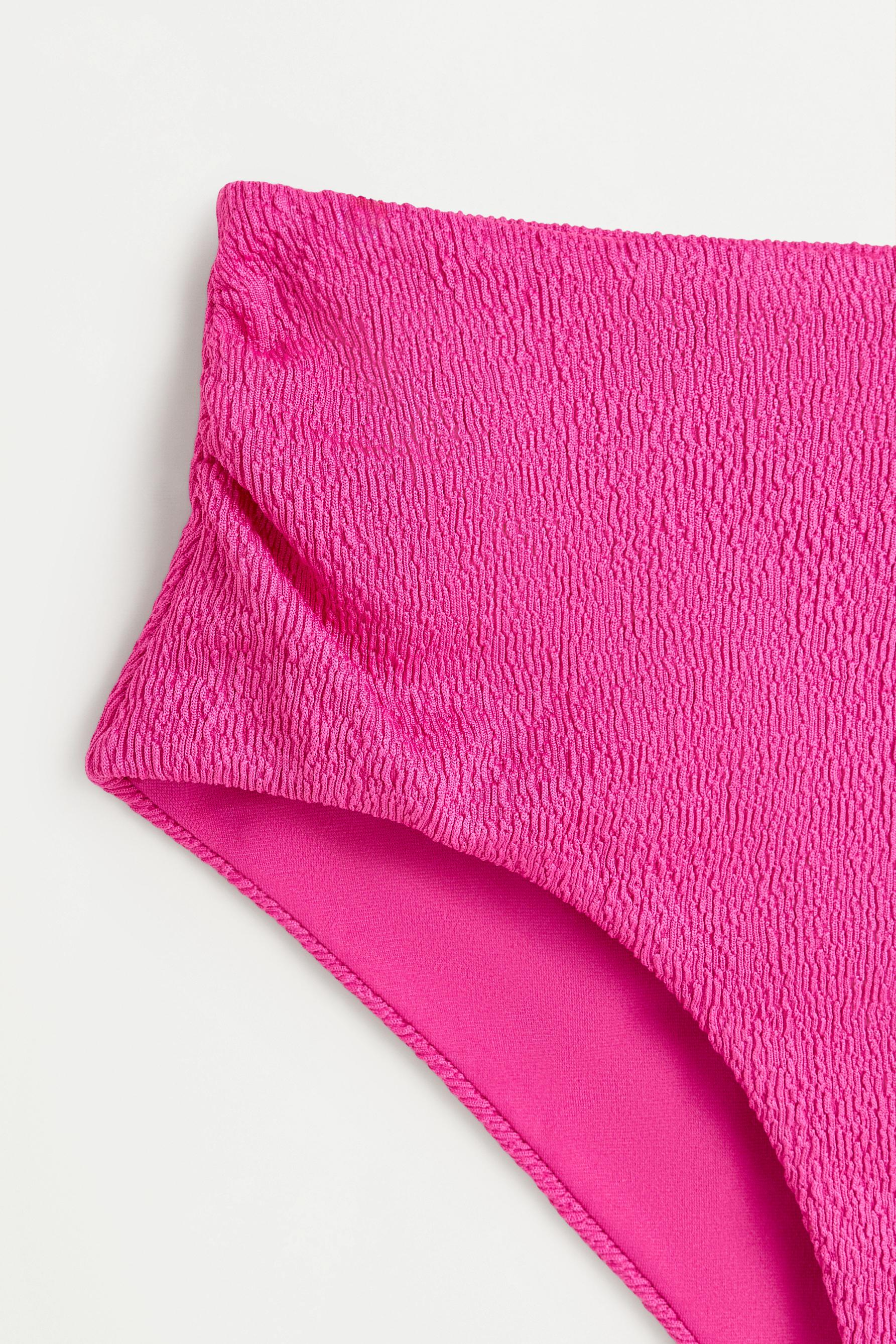 Textured high-waist bikini bottoms — PINK