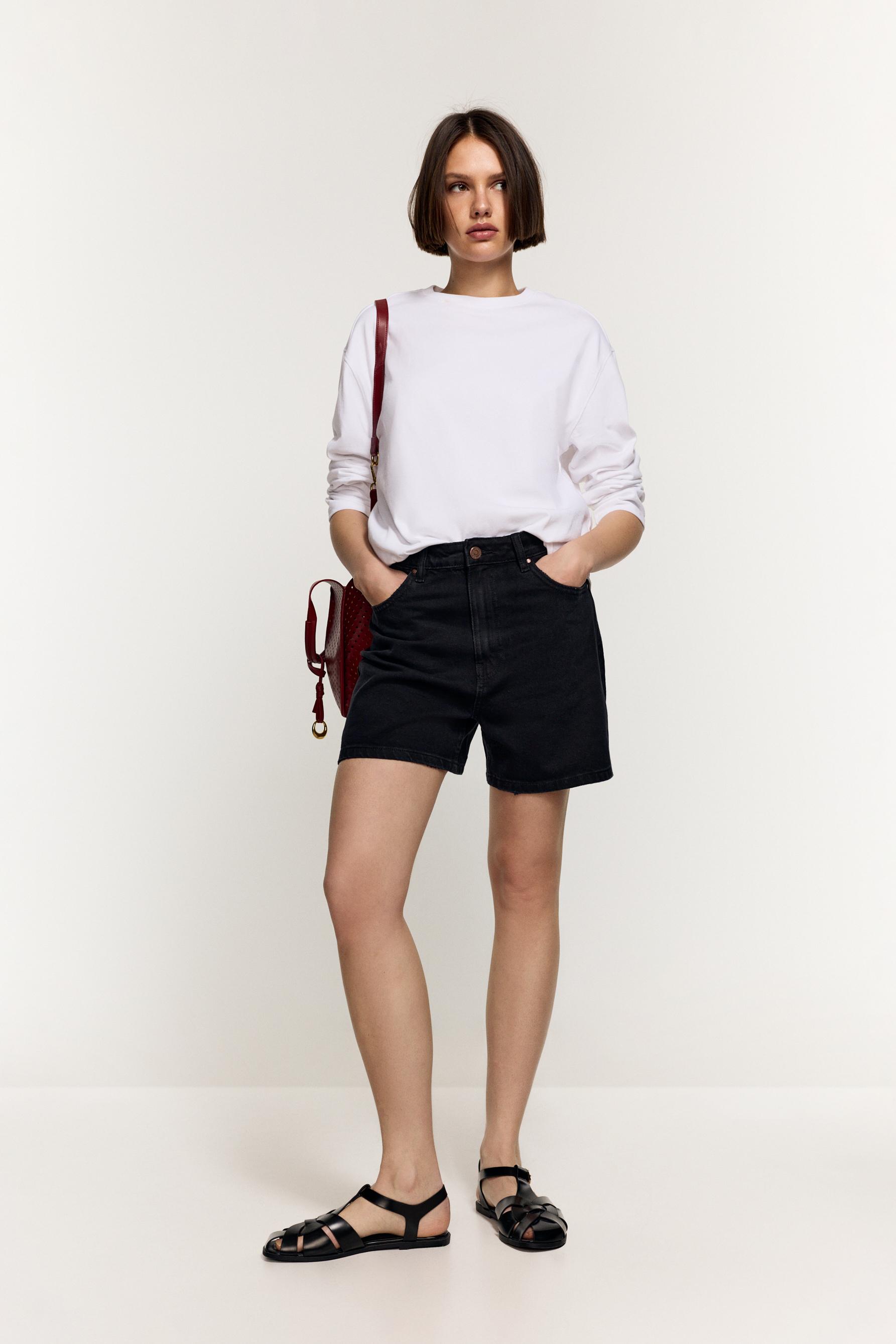 Short denim mom básico