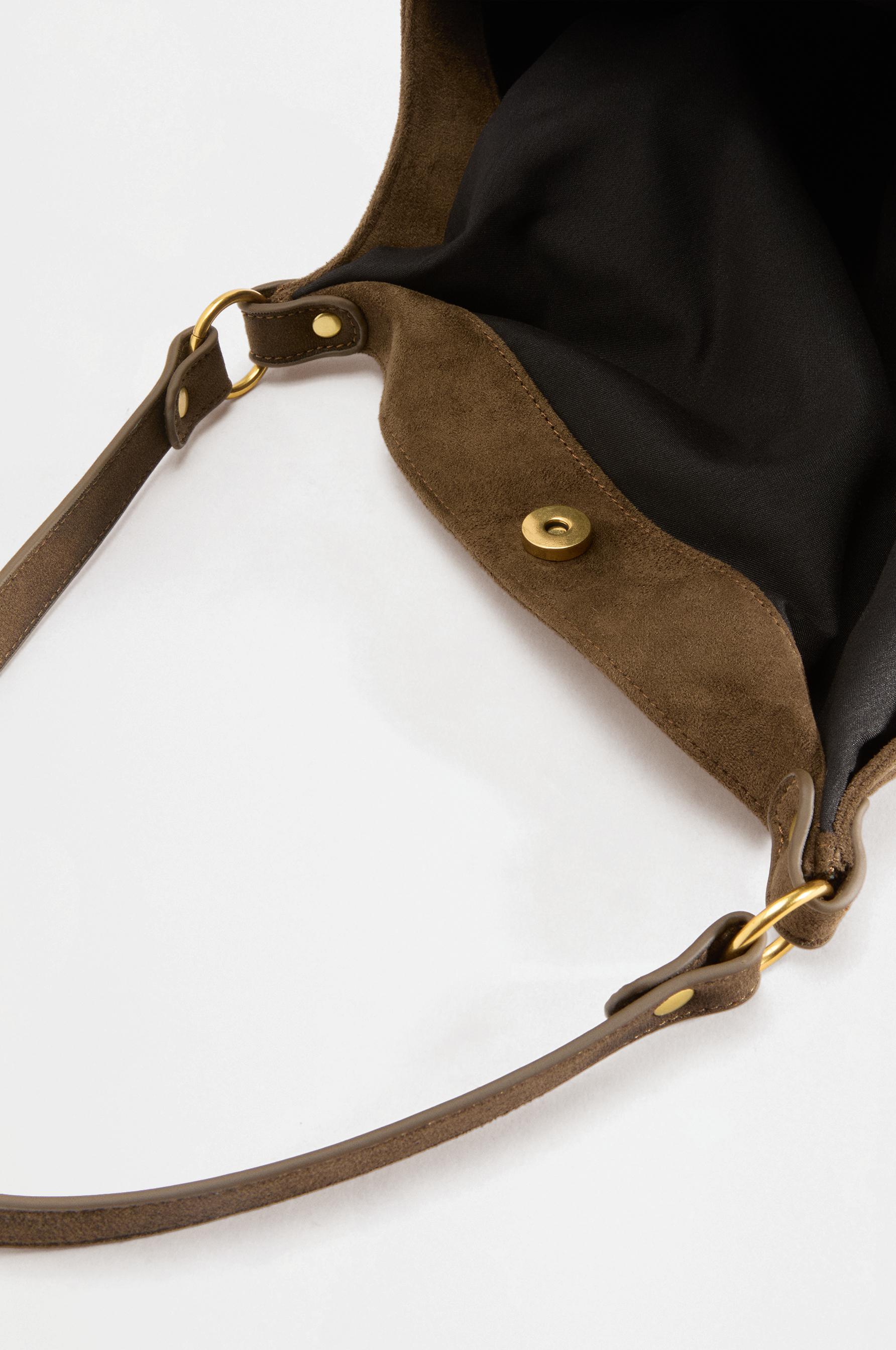 Faux suede tote bag — KHAKI