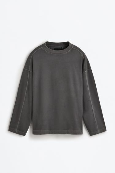 Washed-effect sweatshirt — BLACK 6
