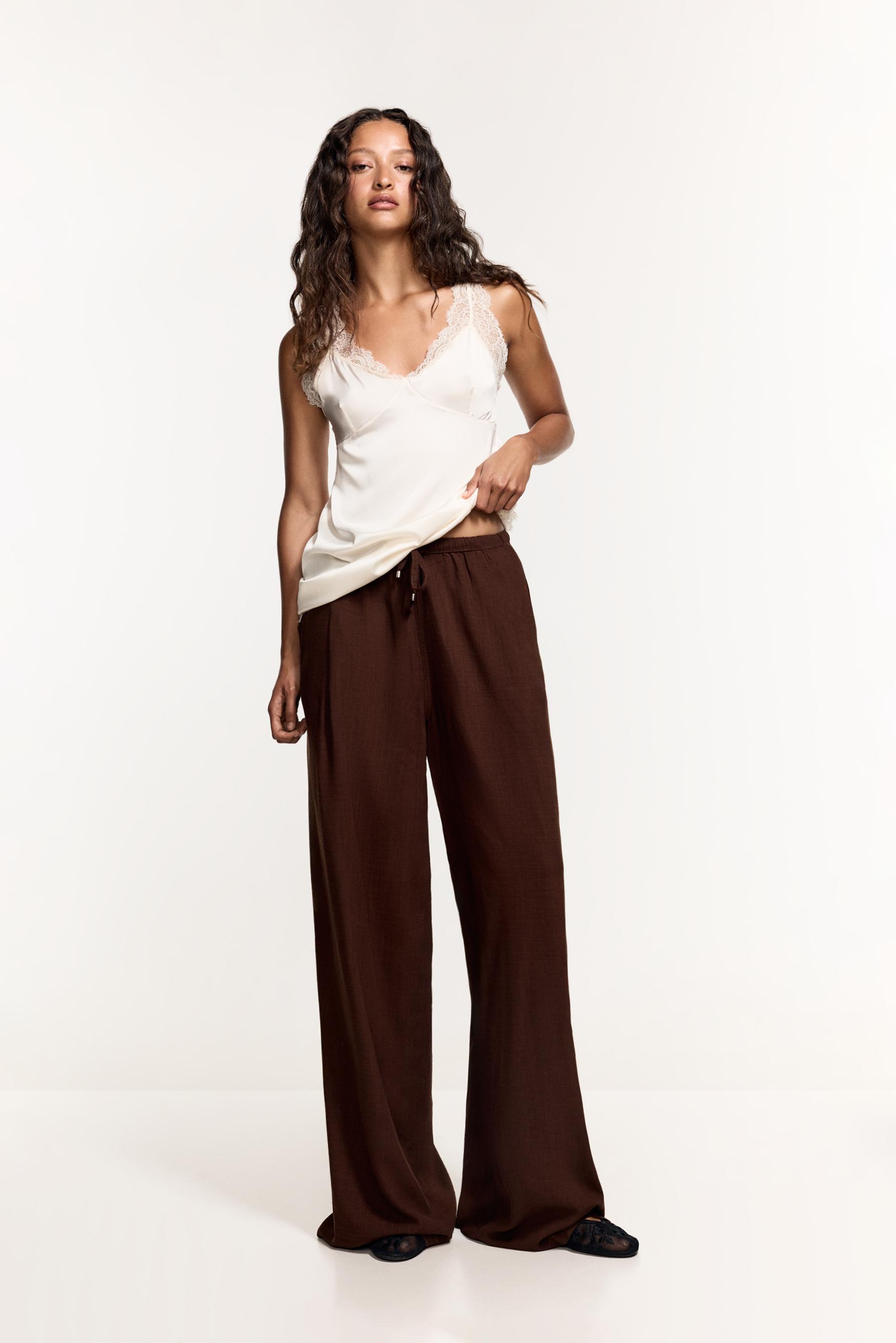 Lightweight wide-leg jeans — BROWN MARL