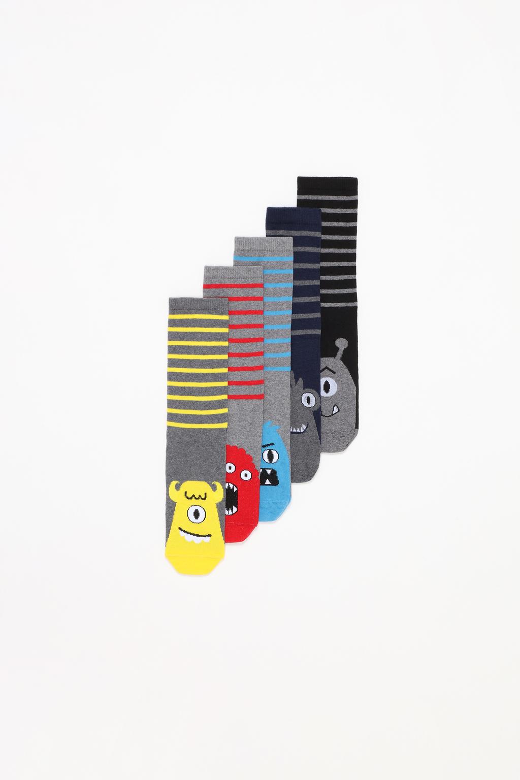 5-pack of long monster socks