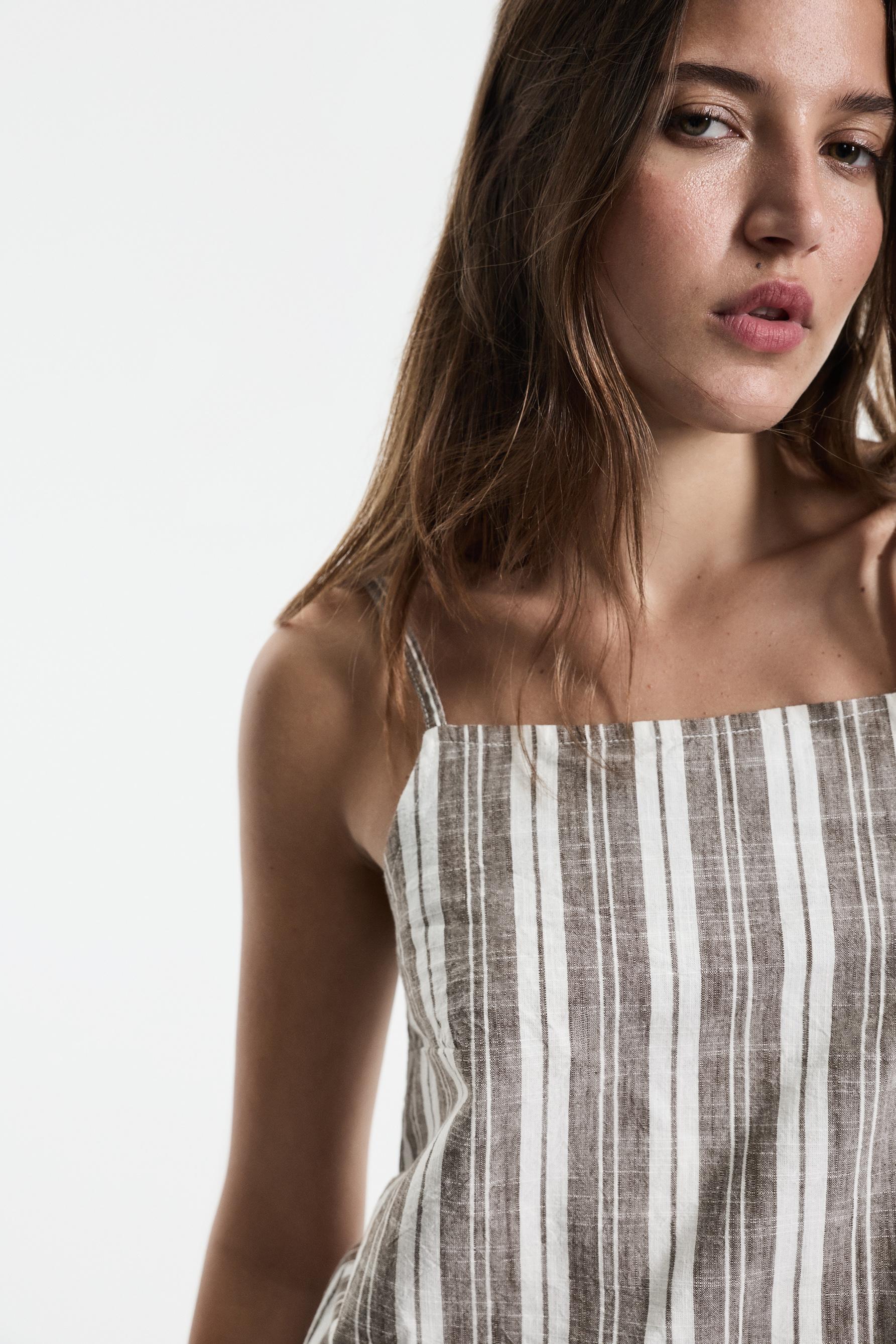Denim strappy top — STRIPED