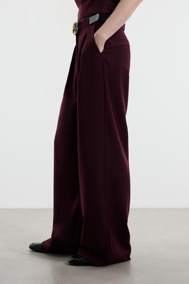 Wide-leg trousers with belt — PLUM 3