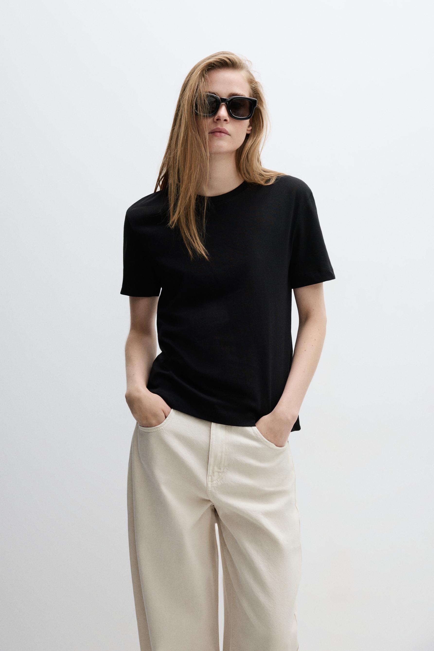 Basic round neck T-shirt — BLACK