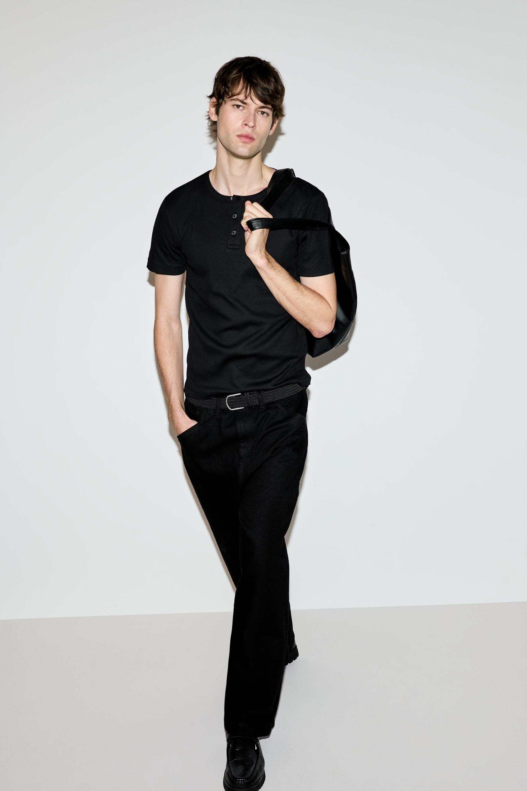 Henley T-shirt — BLACK