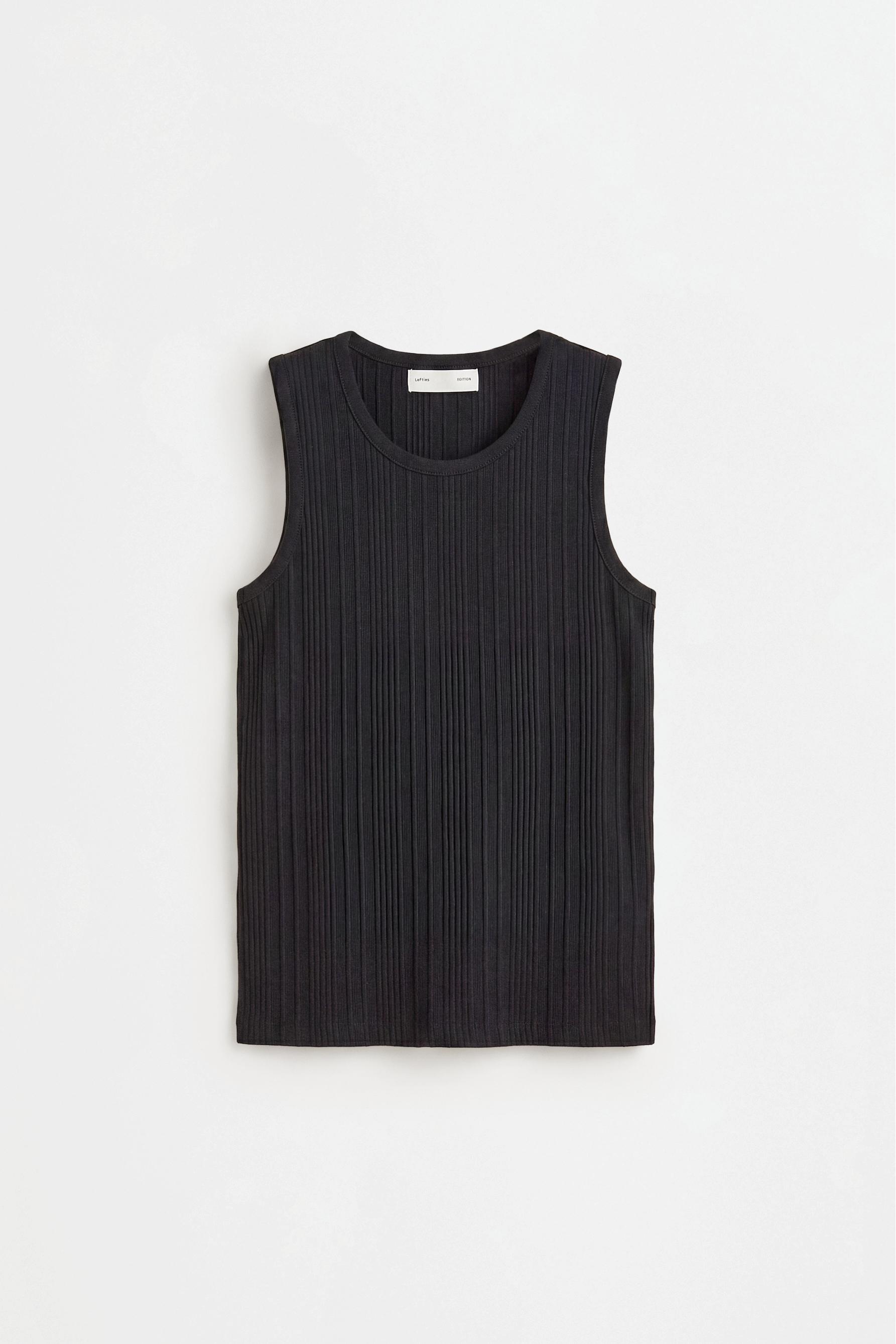 Ribbed strappy top — BLACK