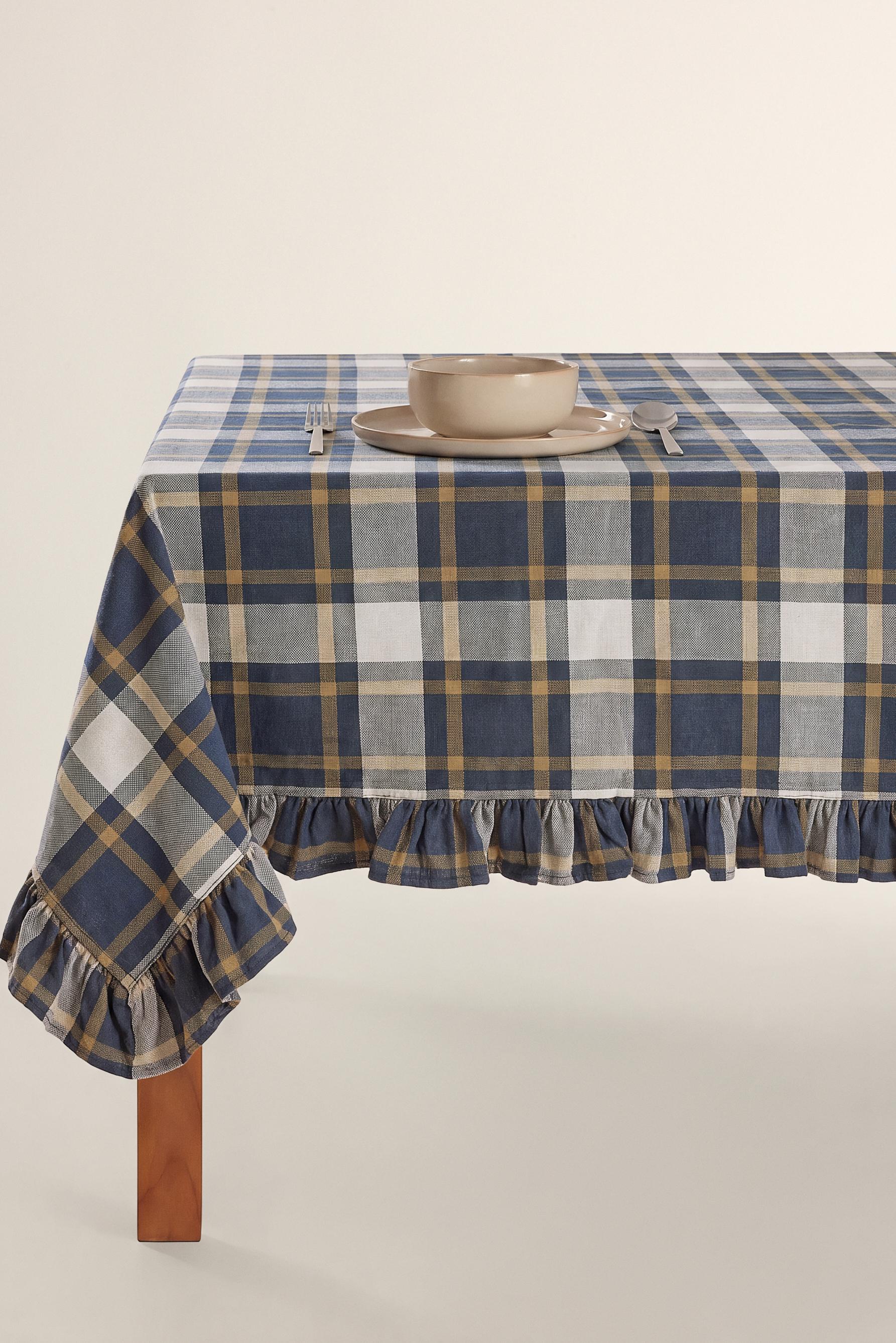 Mantel rústico estampado cuadros