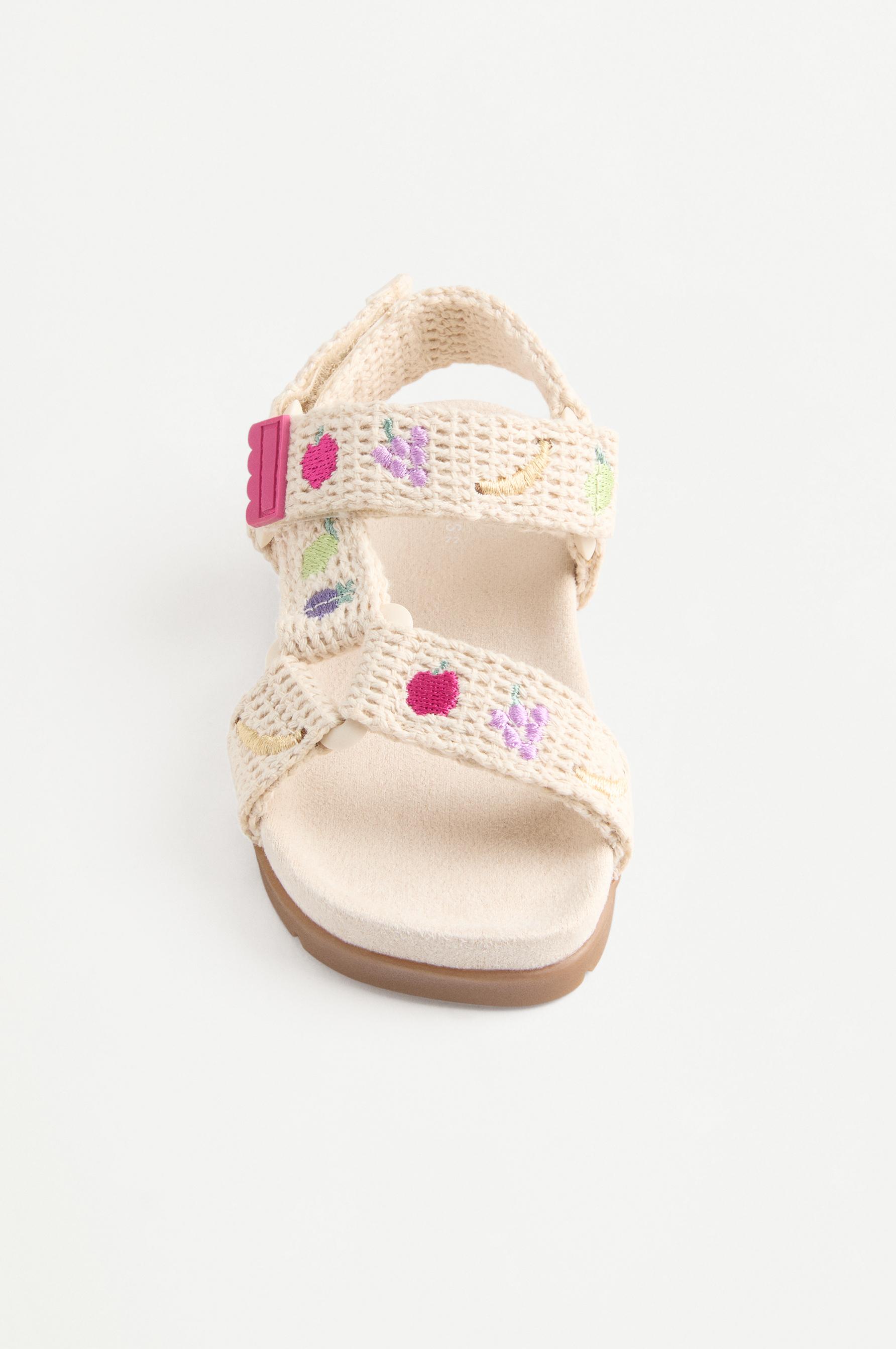 EMBROIDERED COMFORT SANDALS — ECRU