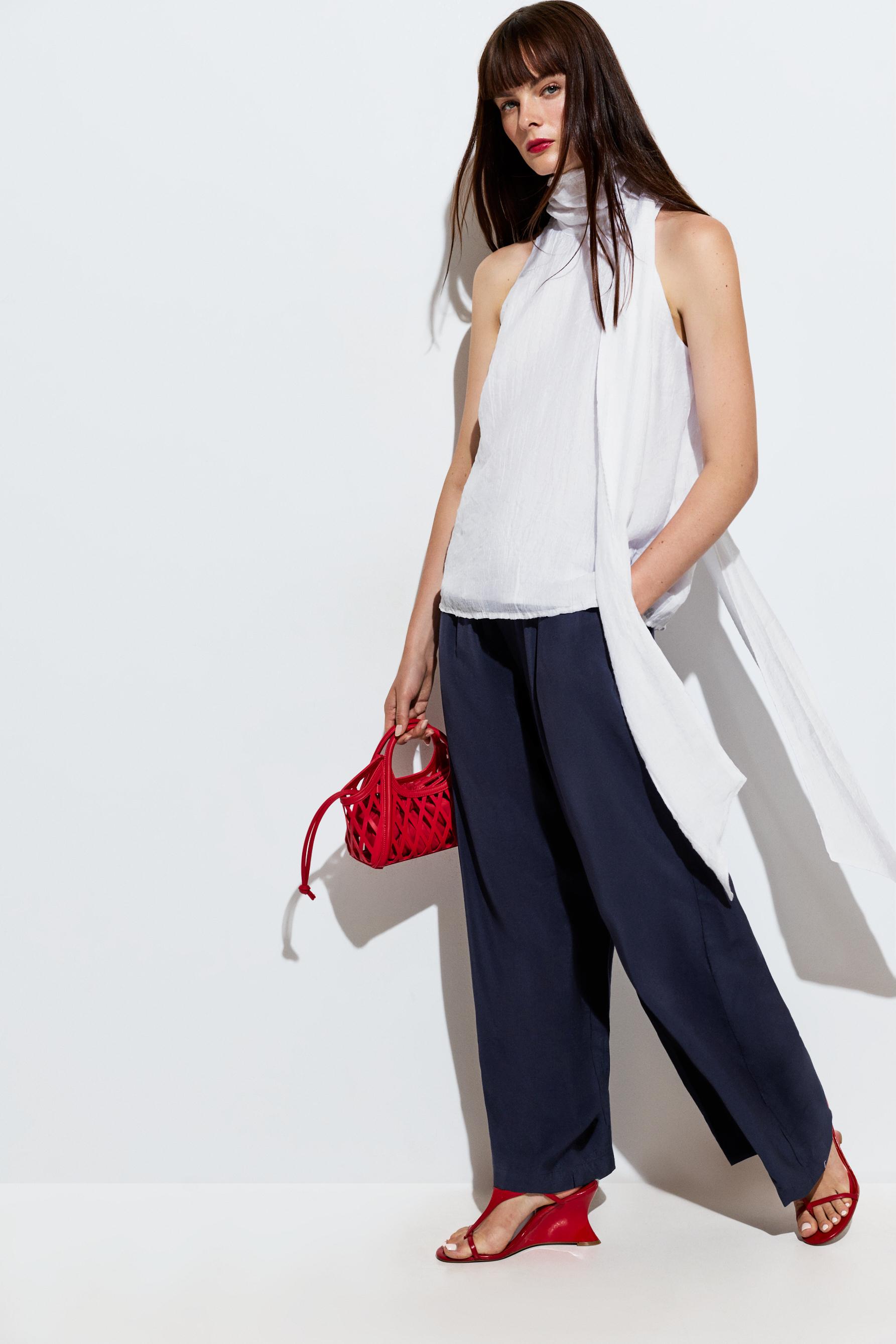 Basic straight-leg trousers — NAVY