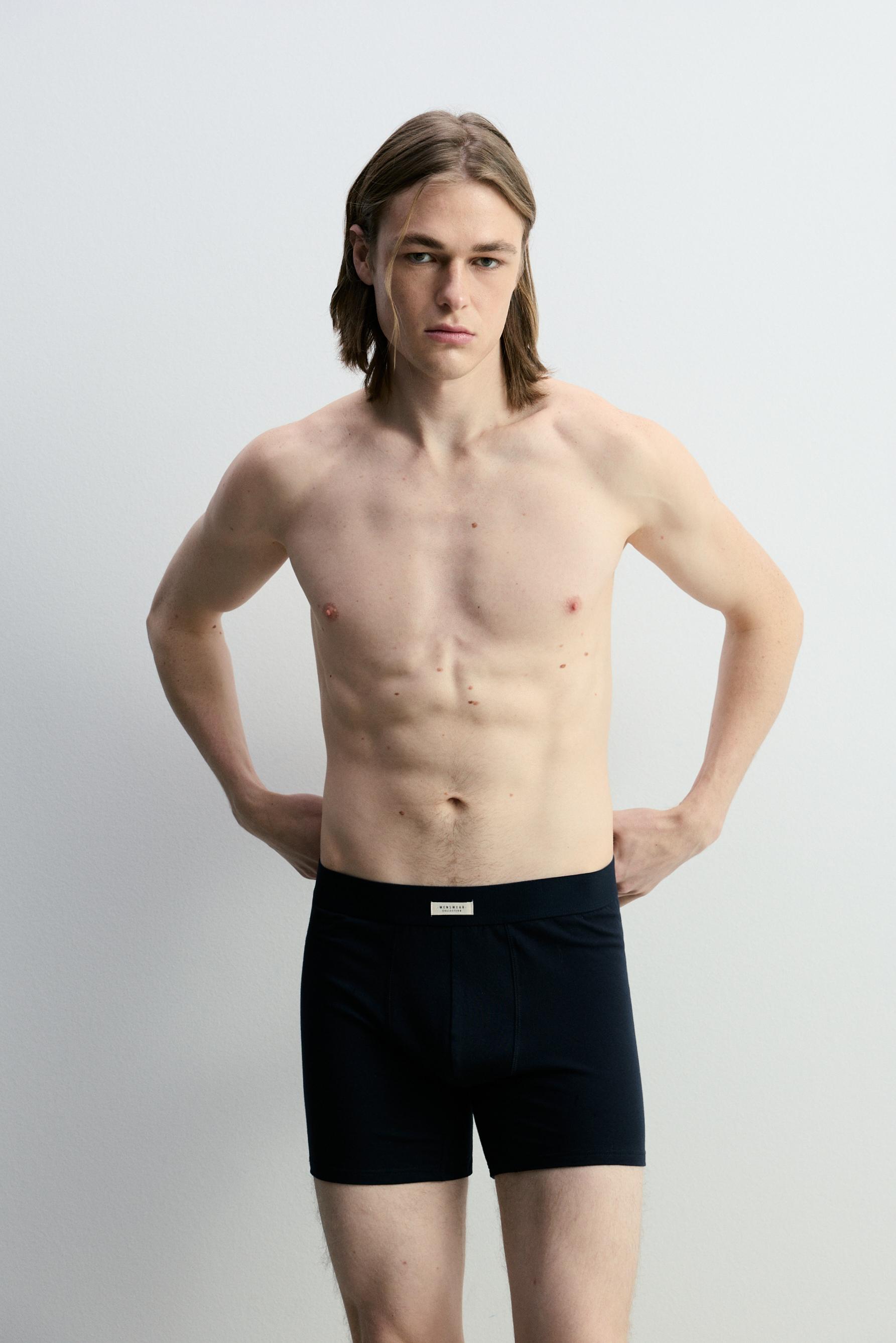 3-pack of long basic boxers — BLUE