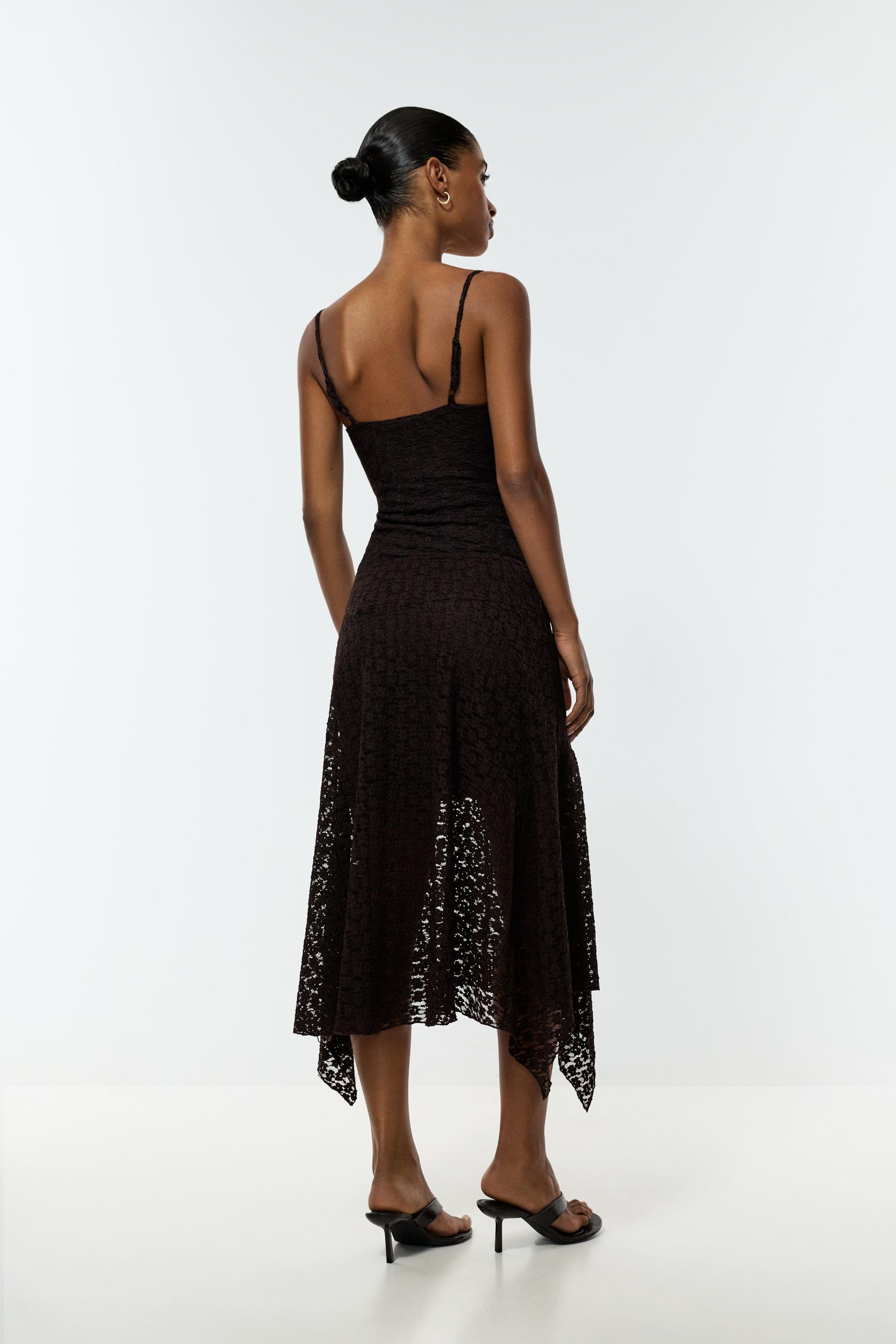Lace midi skirt — CHOCOLATE