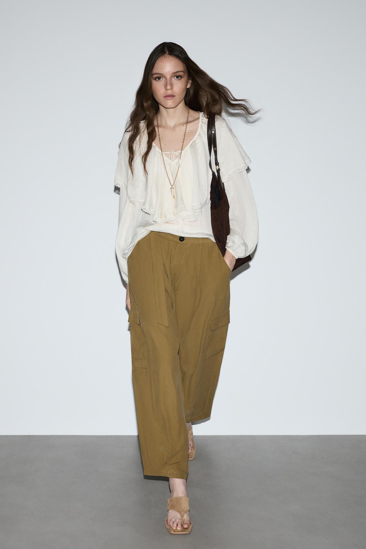Flowing cargo trousers — DARK KHAKI