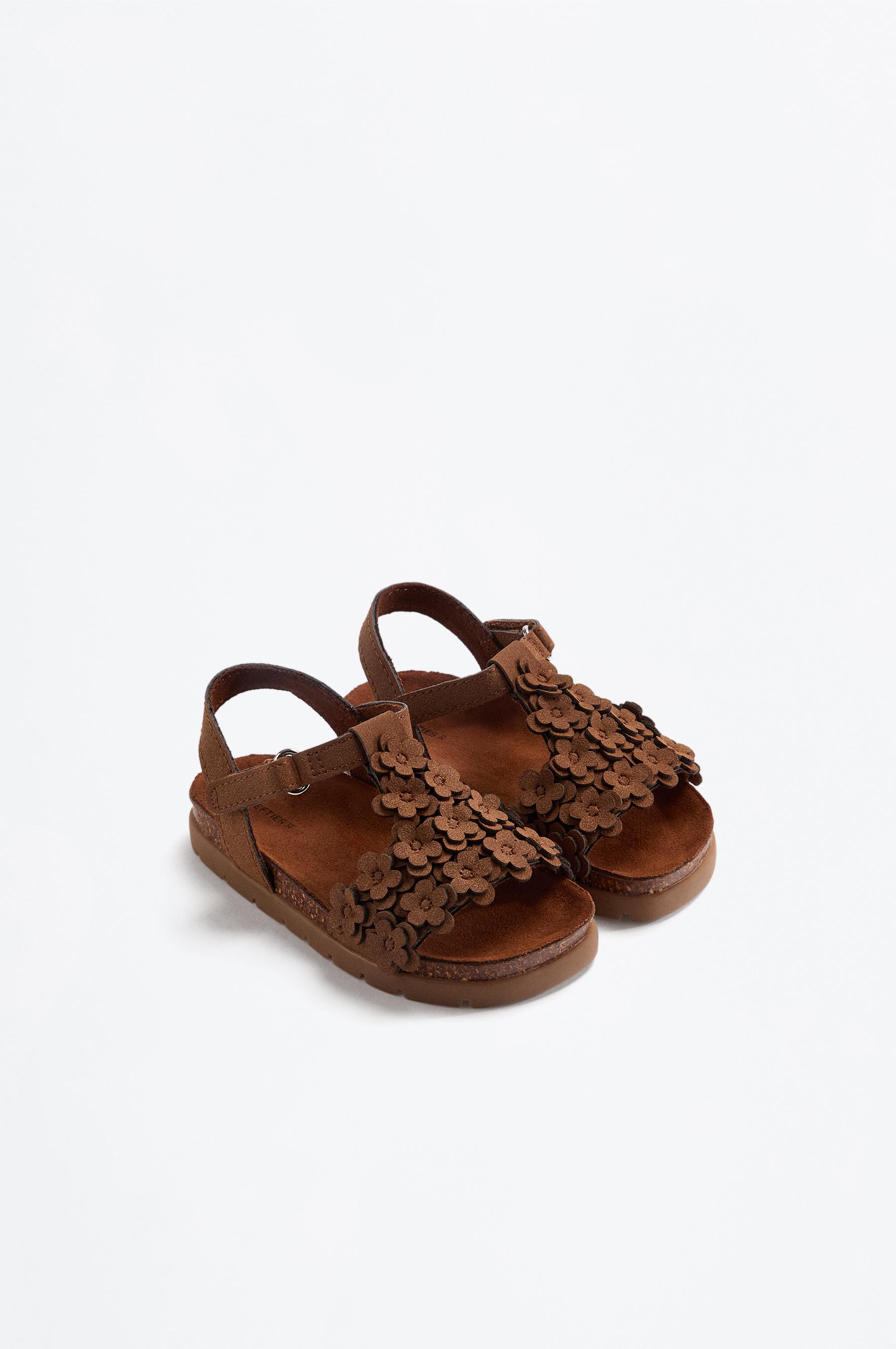 FLORAL SANDALS — BROWN
