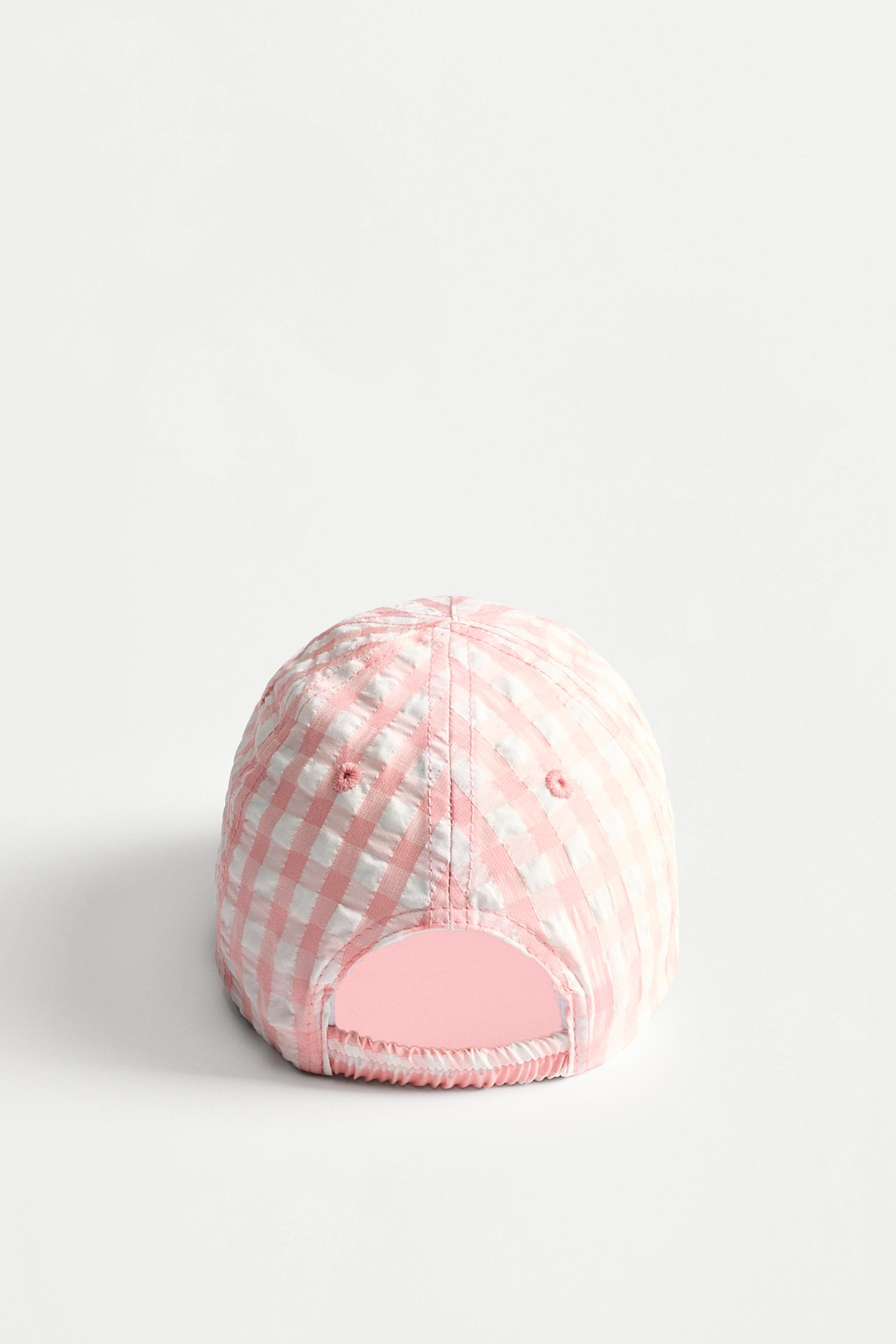 Gingham cap — PINK/WHITE (alternate view)