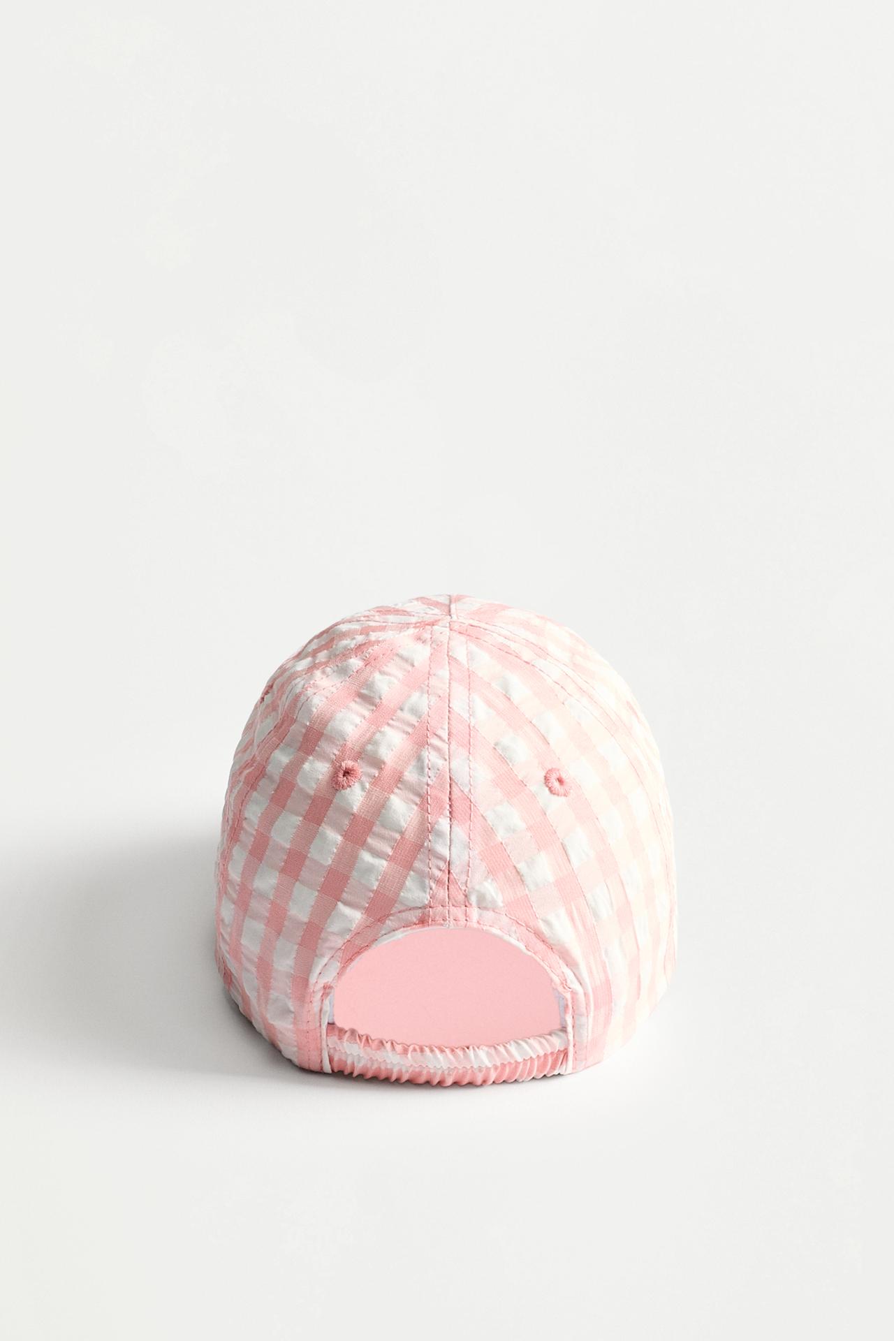Gingham cap — PINK/WHITE