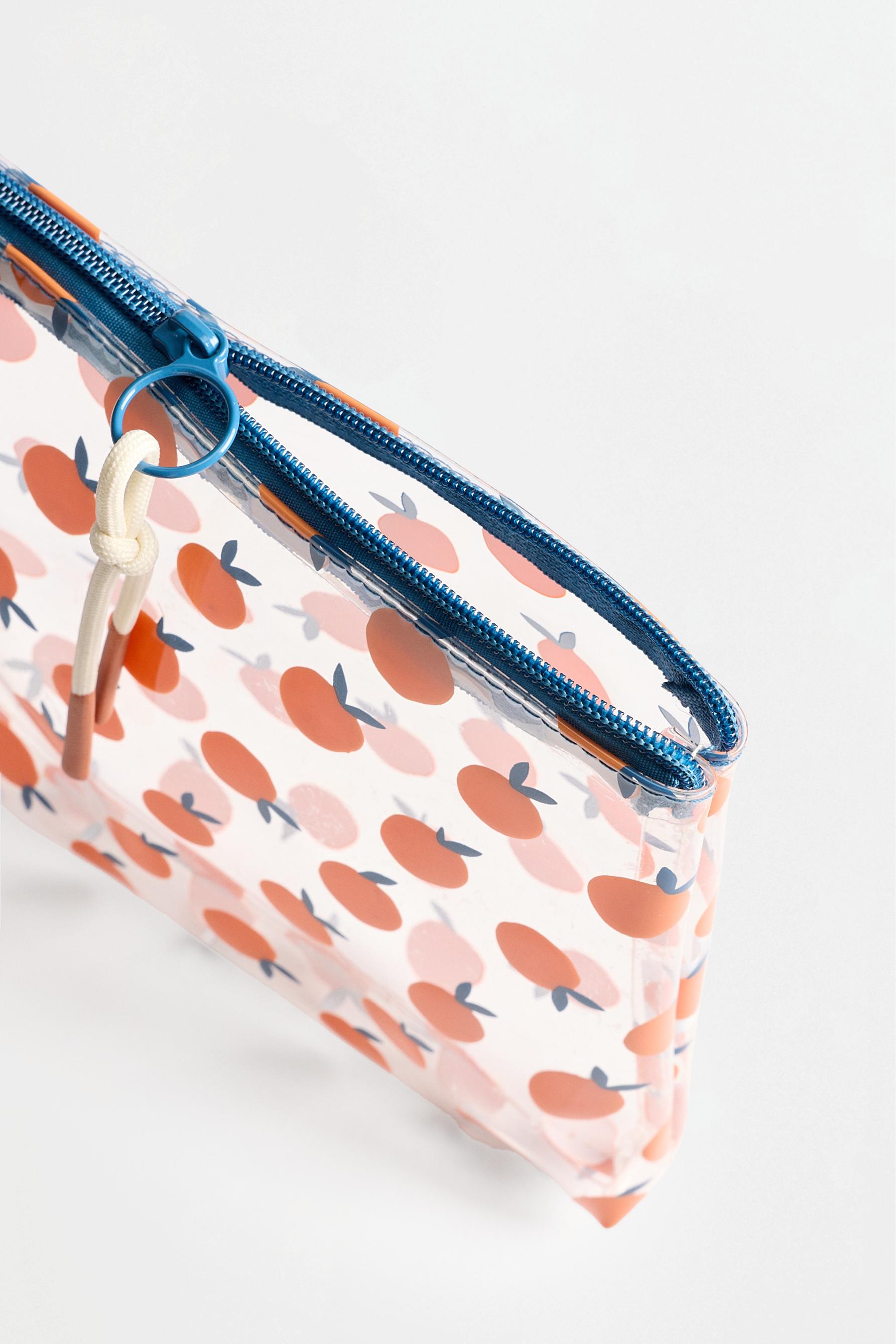 Orange print toiletry bag — BLUE/WHITE