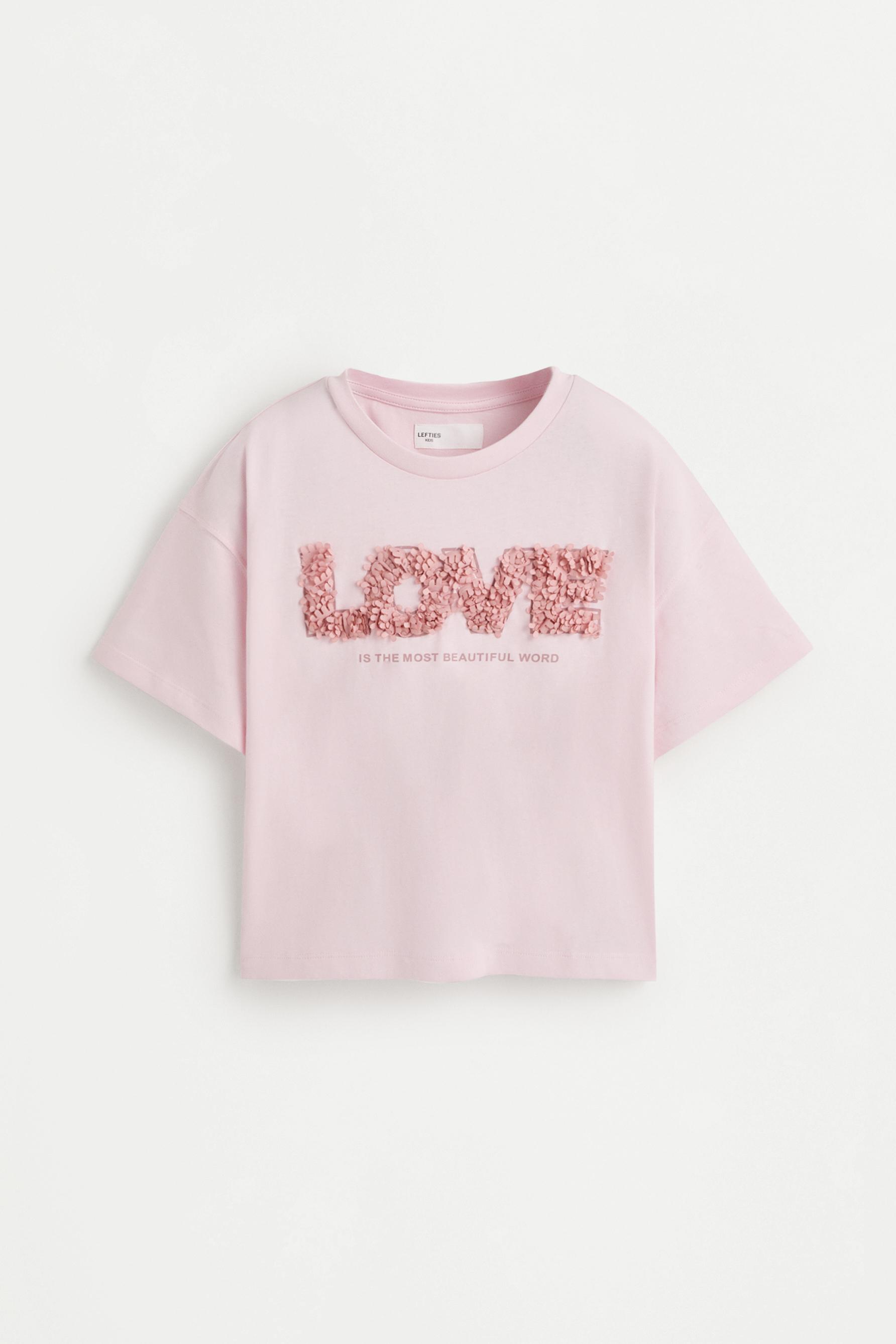 T-shirt with tulle appliqués — PASTEL PINK